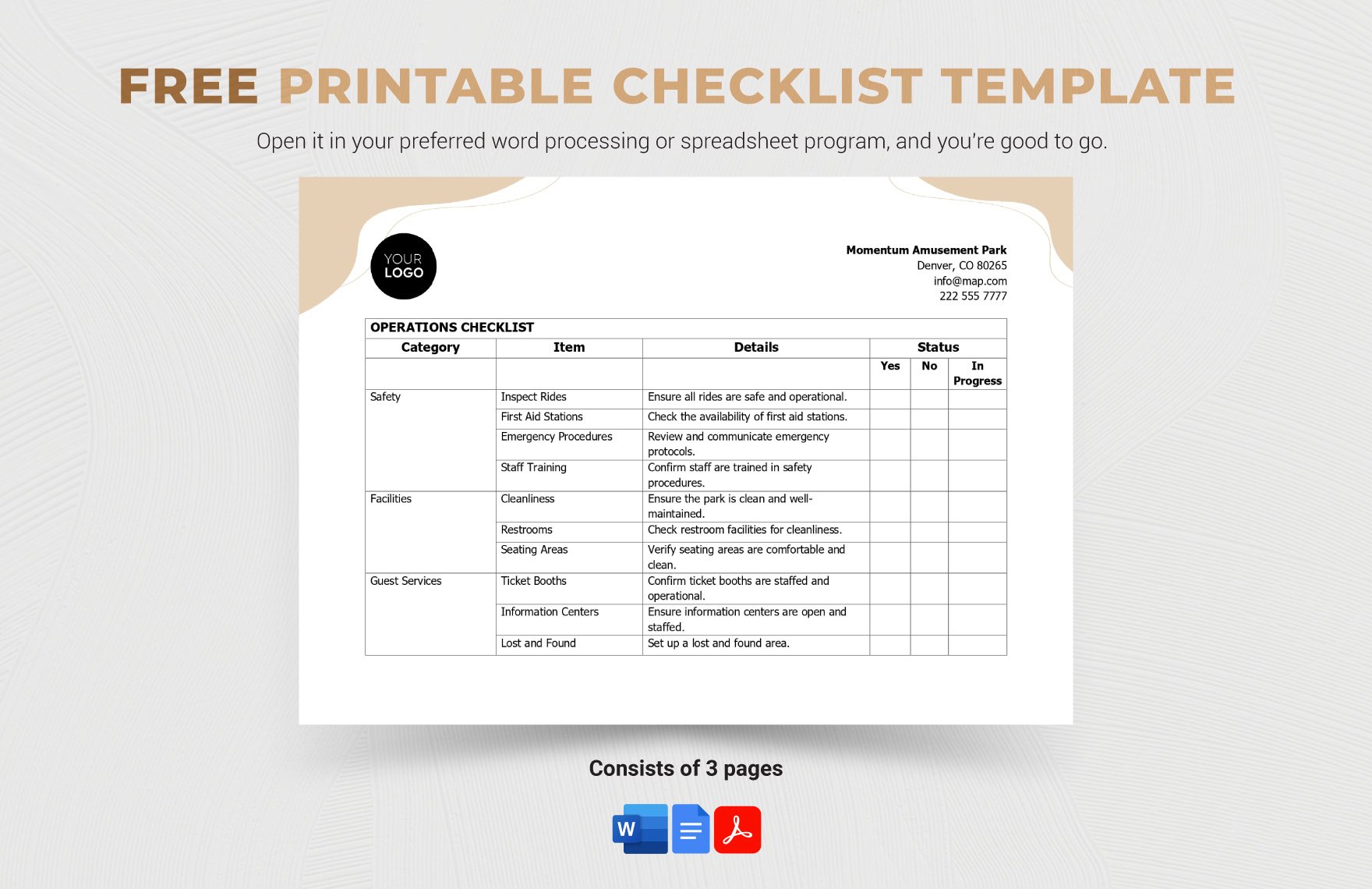 Printable Checklist Template