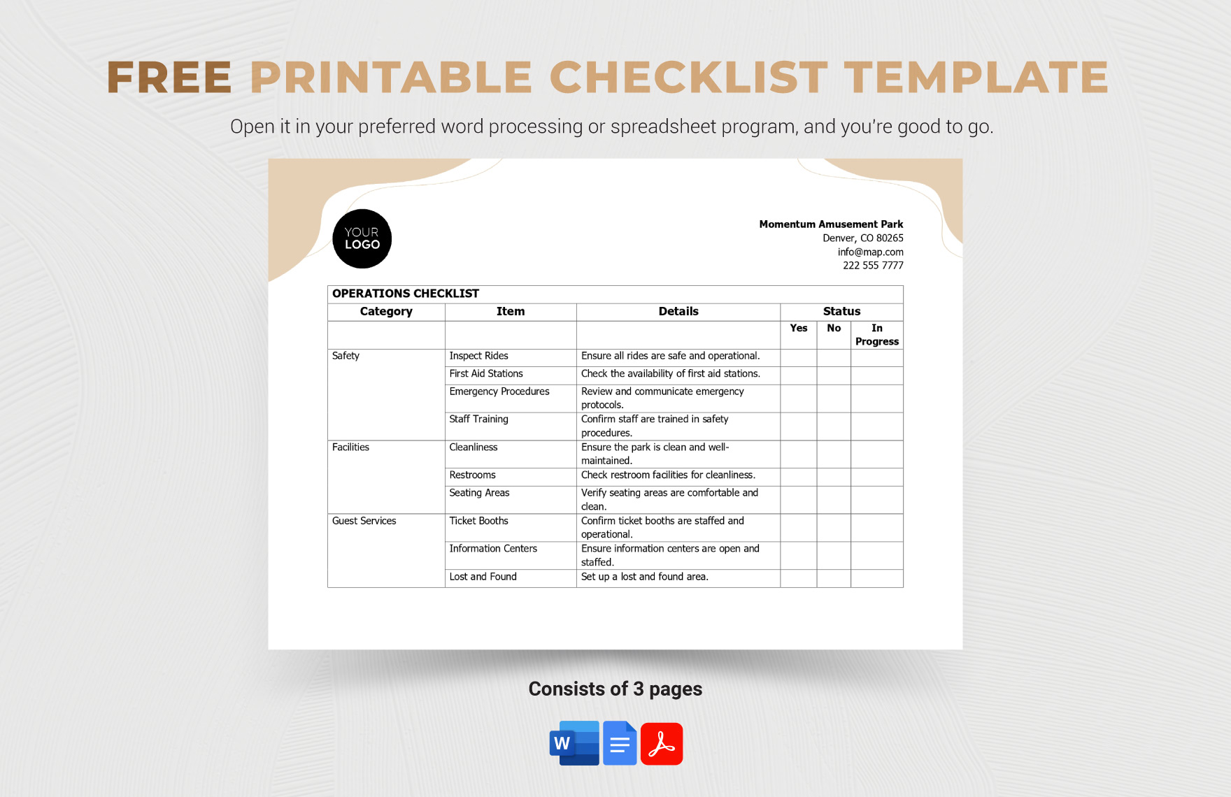 Printable Checklist Template in Google Docs, Word, PDF - Download | Template.net