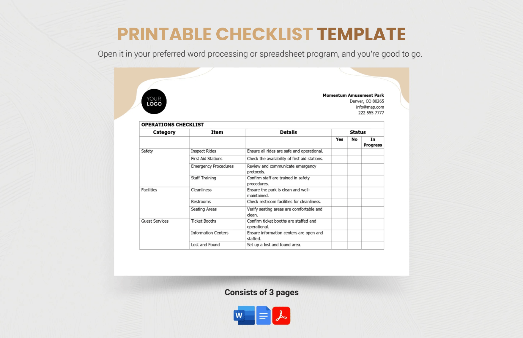 Free Printable Checklist Template in Word, Google Docs, PDF