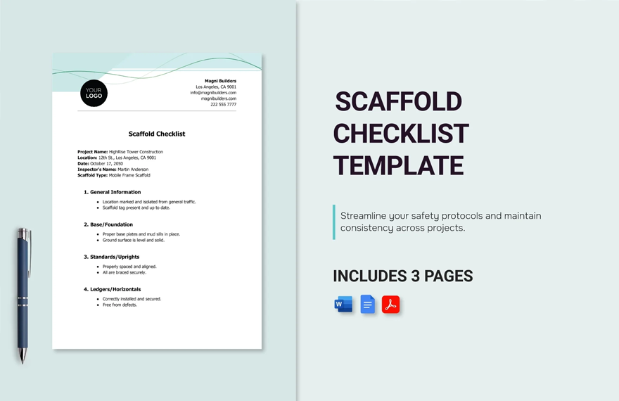 Free Scaffold Checklist Template in Word, Google Docs, PDF