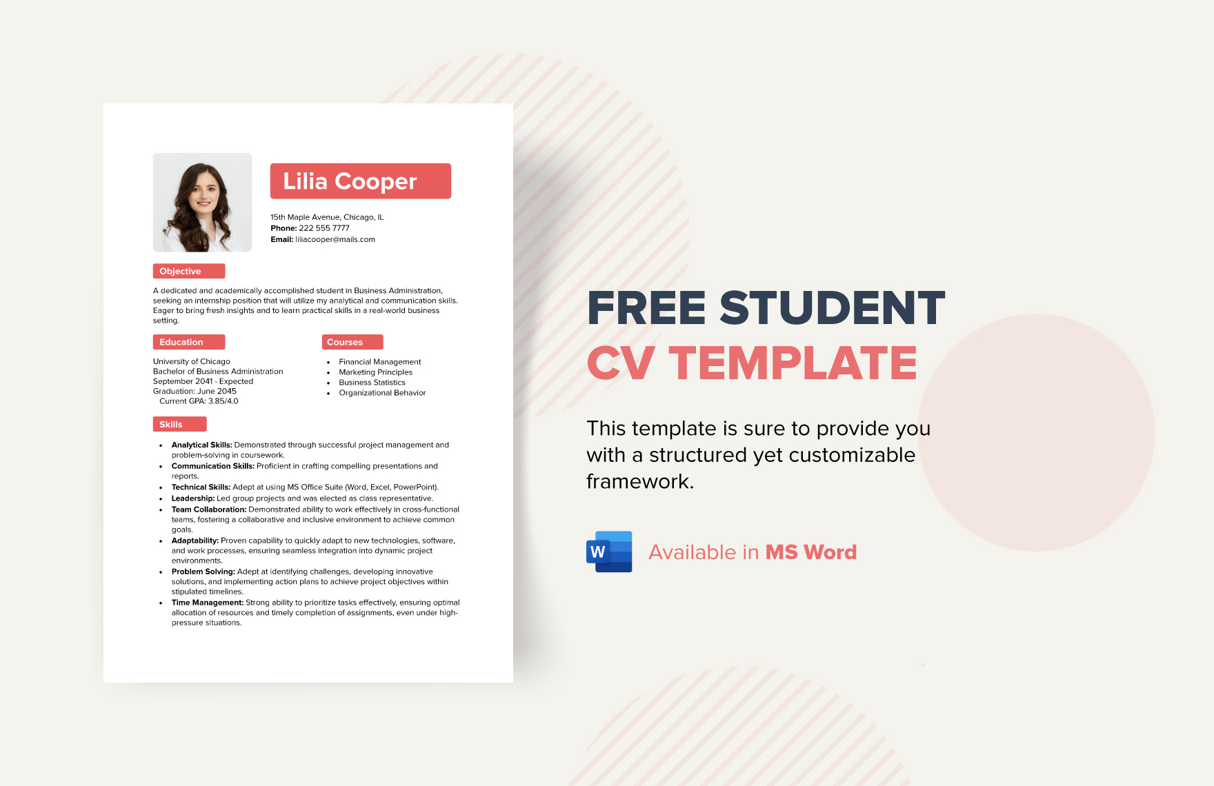 Free Student Resume Template Download In Word Google Docs PSD 
