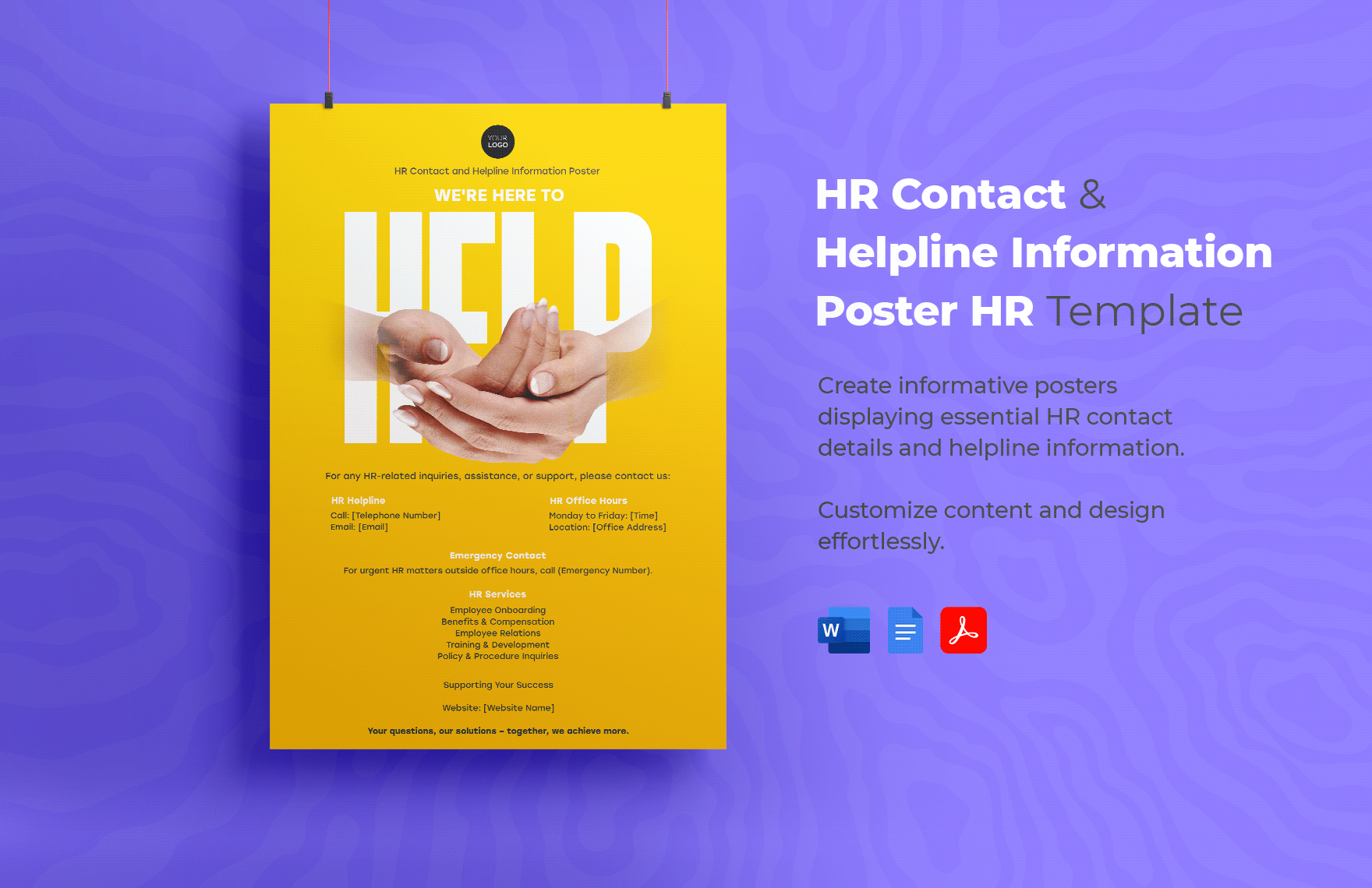 HR Contact and Helpline Information Poster HR Template