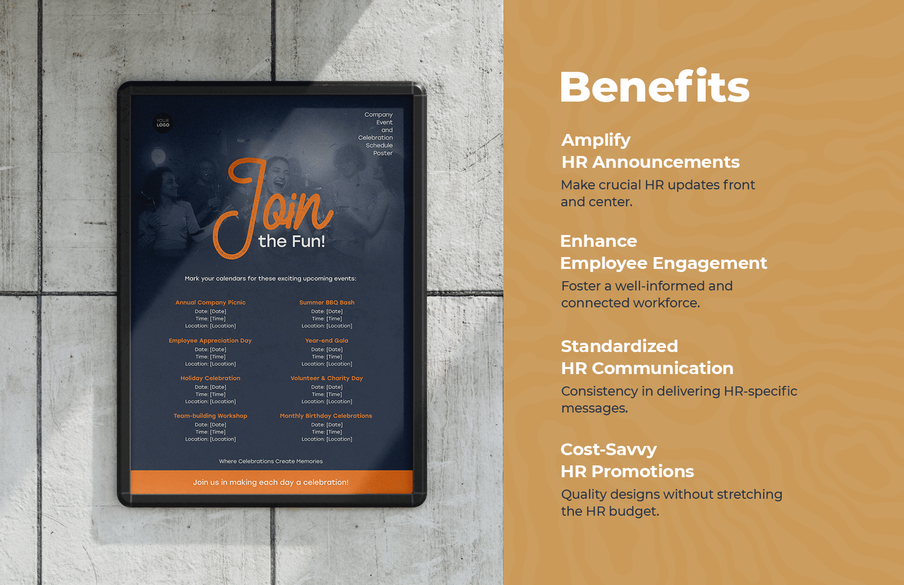 Company Event and Celebration Schedule Poster HR Template