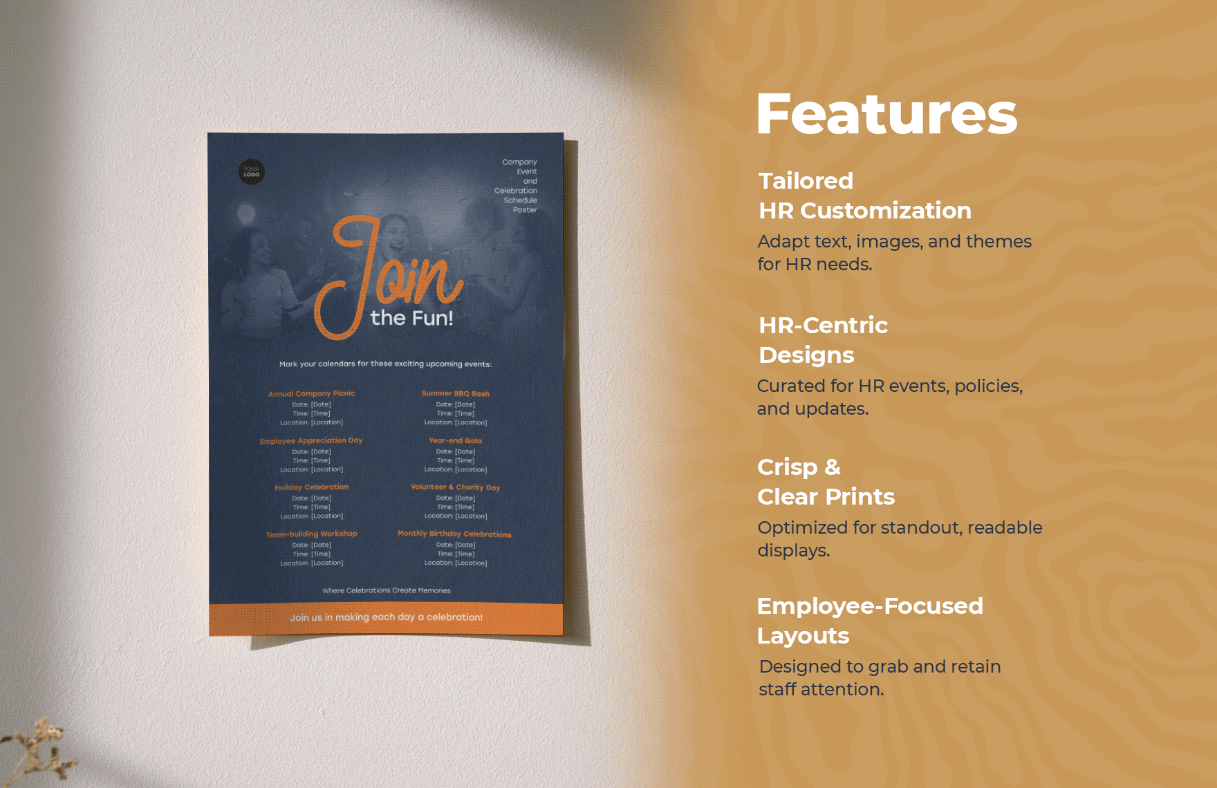 Company Event and Celebration Schedule Poster HR Template
