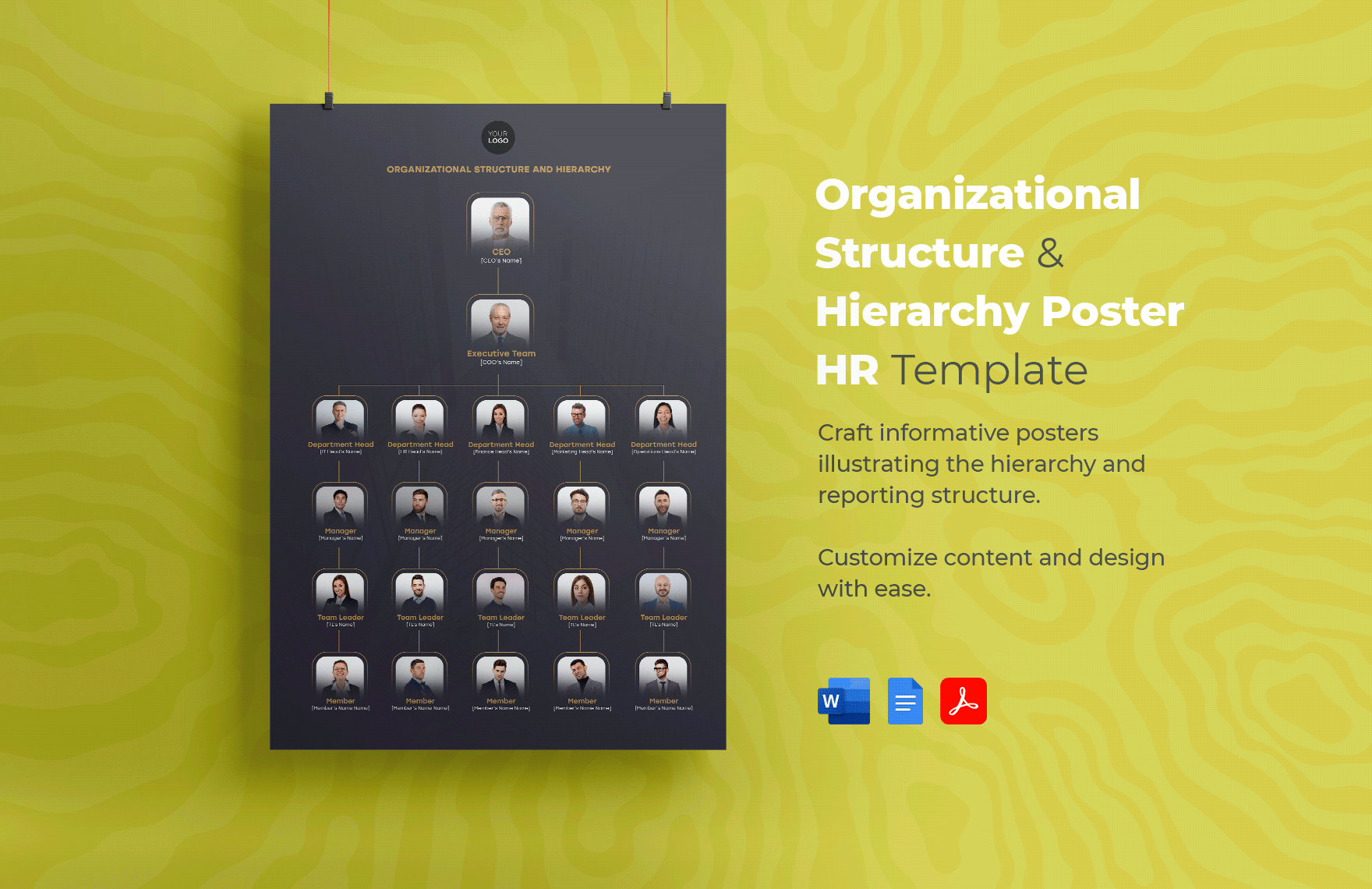 Organizational Structure and Hierarchy Poster HR Template