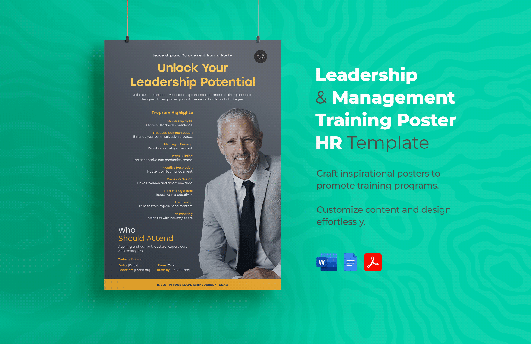 Leadership and Management Training Poster HR Template