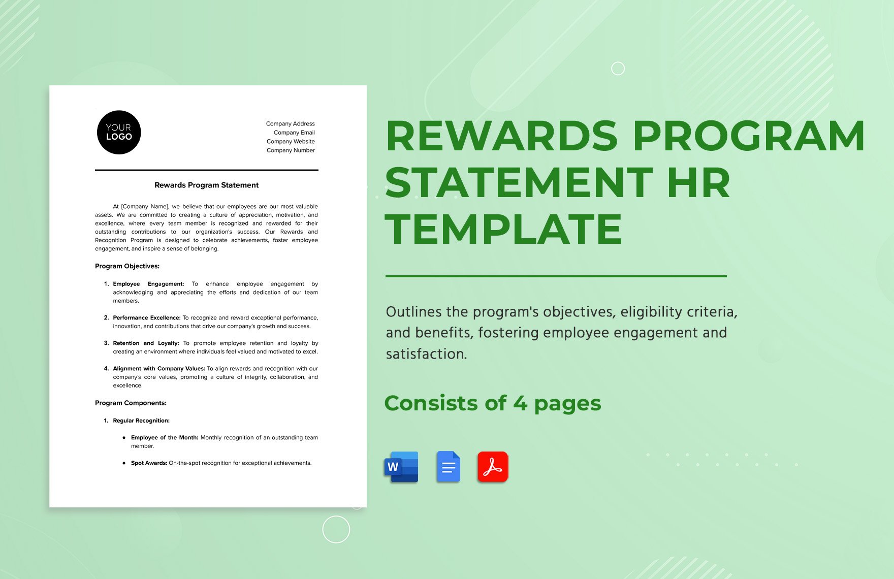 Rewards Program Statement HR Template