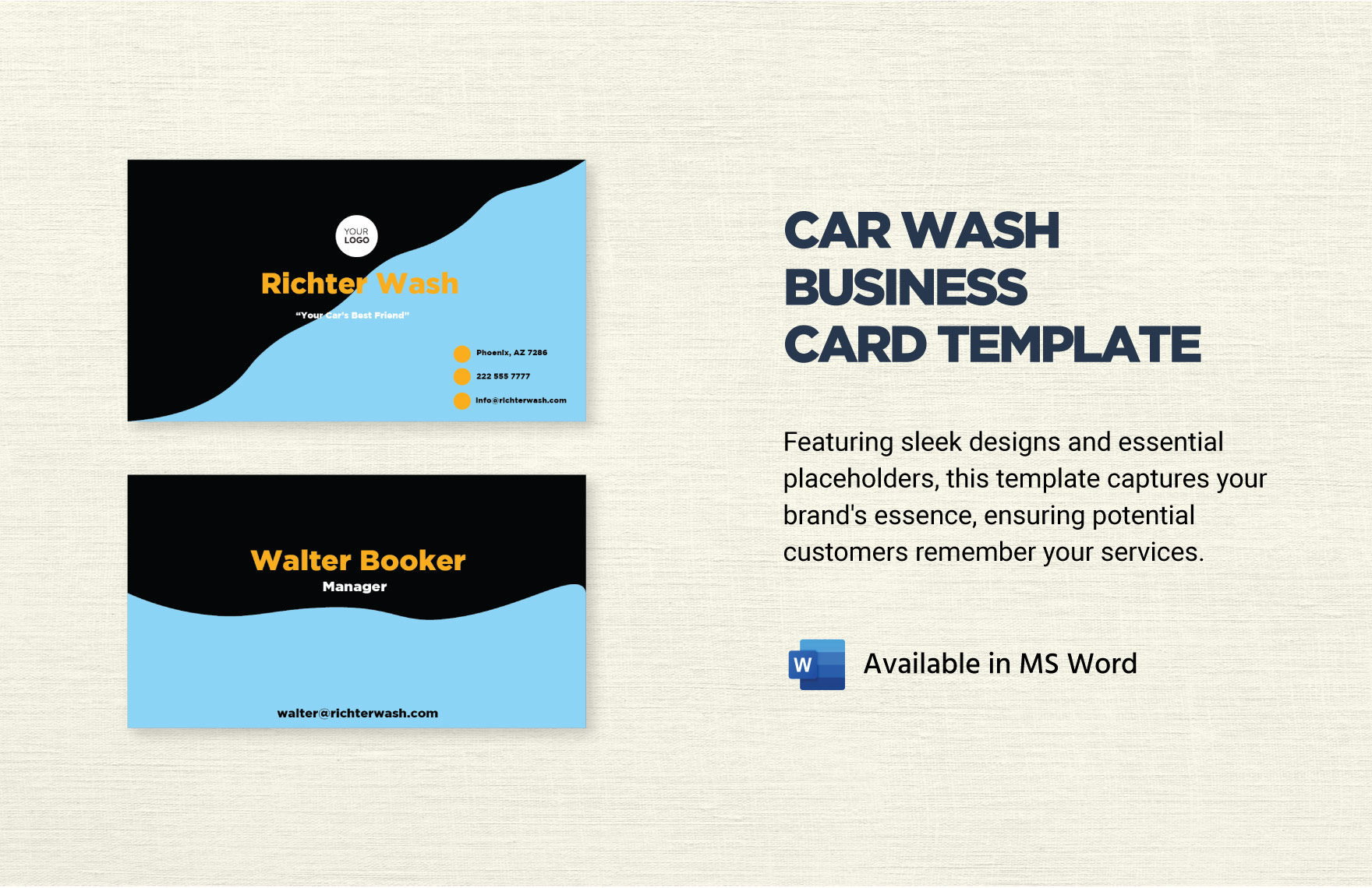 Car Wash Business Card Template in Word