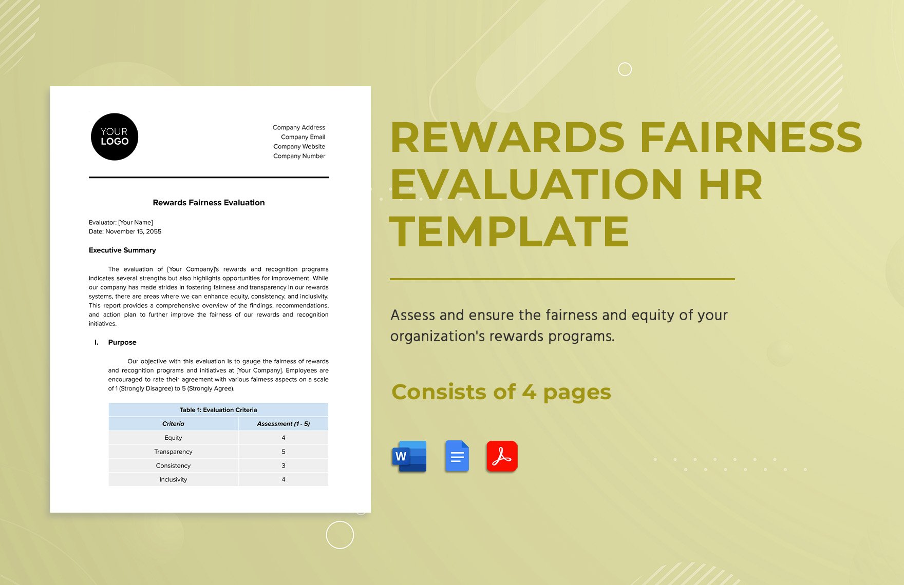Rewards Fairness Evaluation HR Template