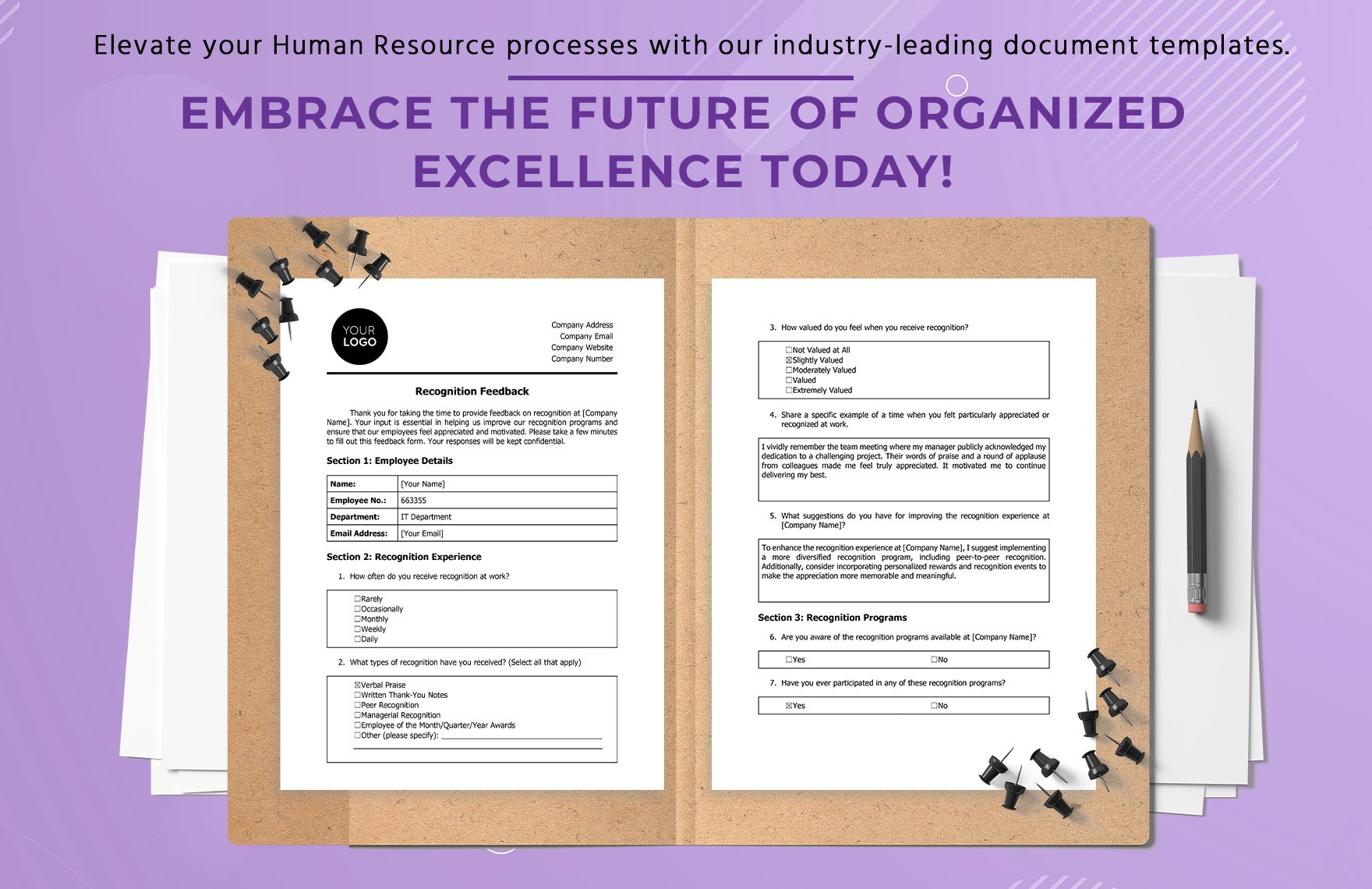 Recognition Feedback Form HR Template
