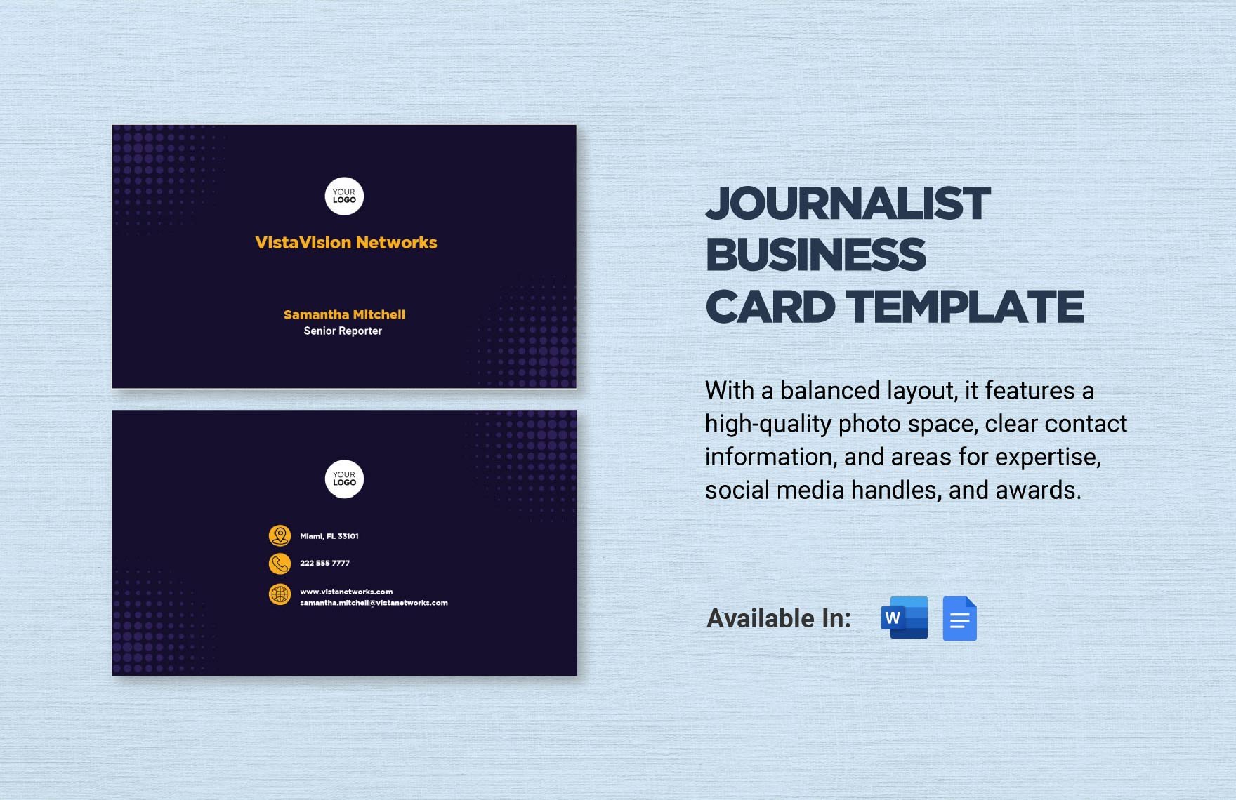 Journalist Business Card Template