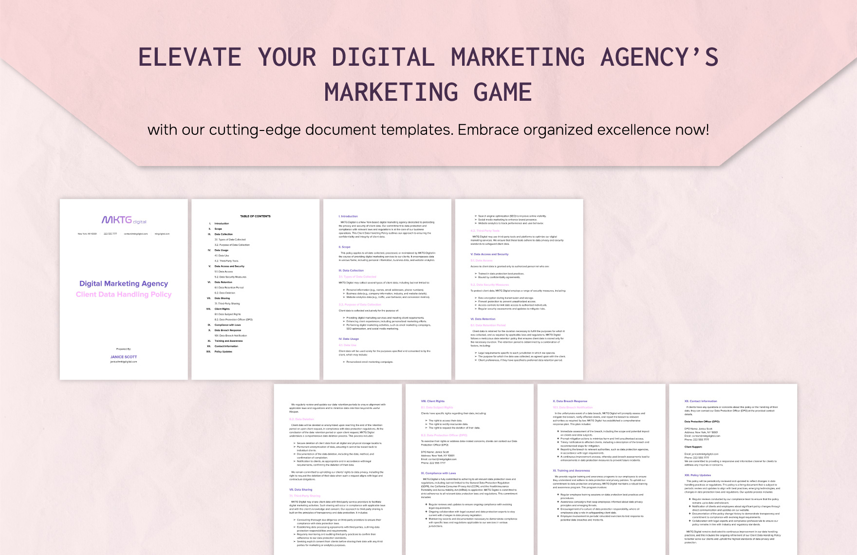 Digital Marketing Agency Client Data Handling Policy Template