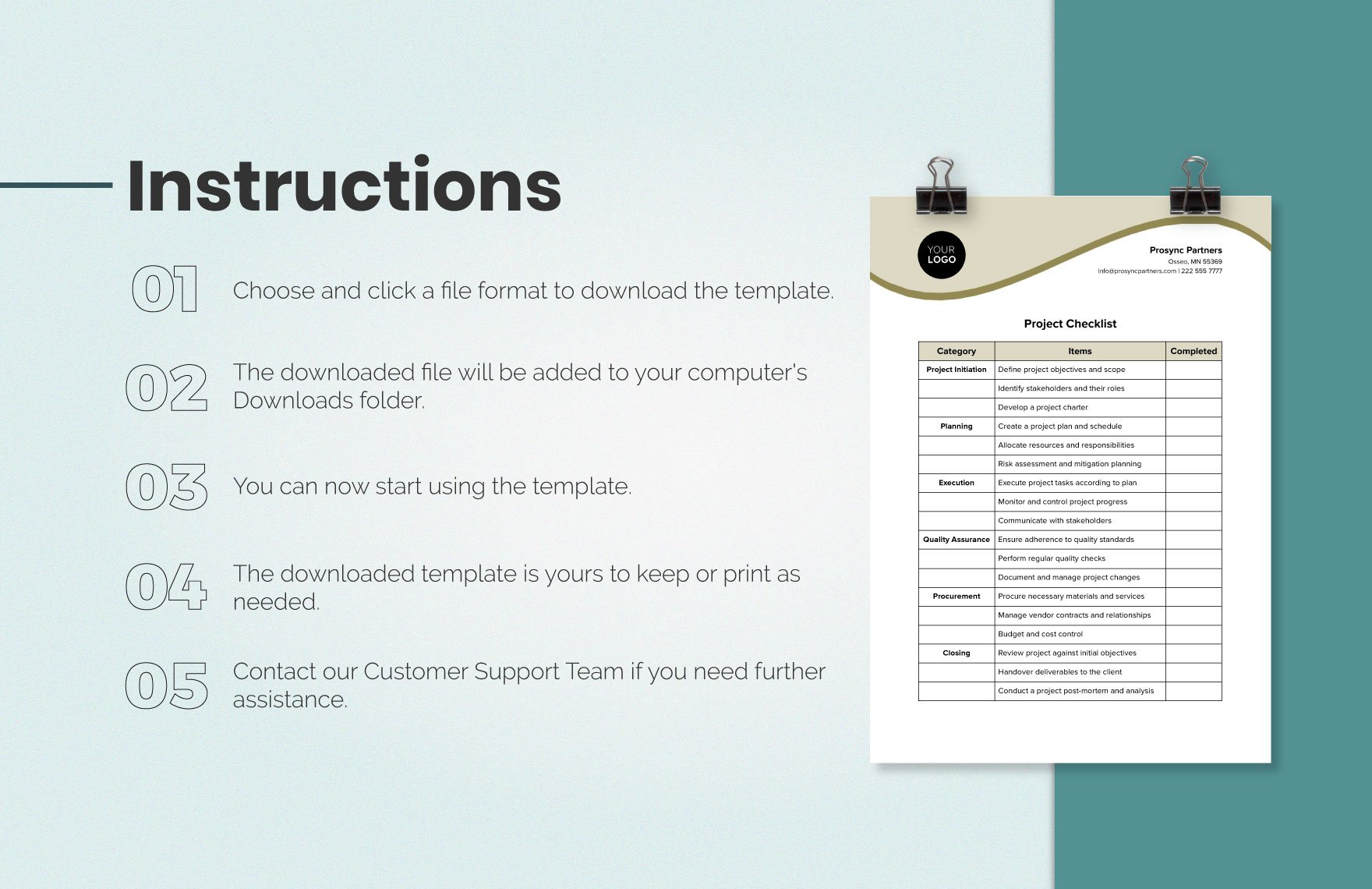 Project Checklist Template