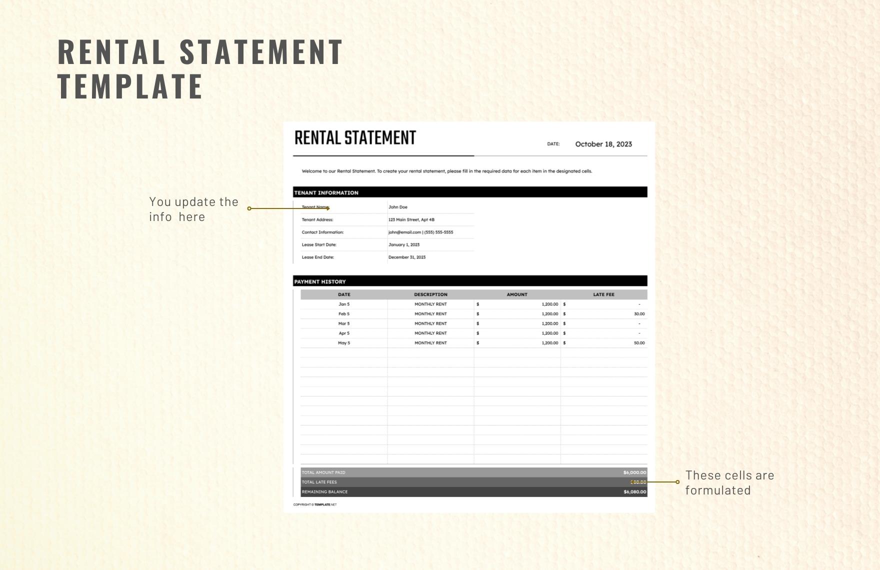 Rental Statement Template in Excel Google Sheets Download Template net