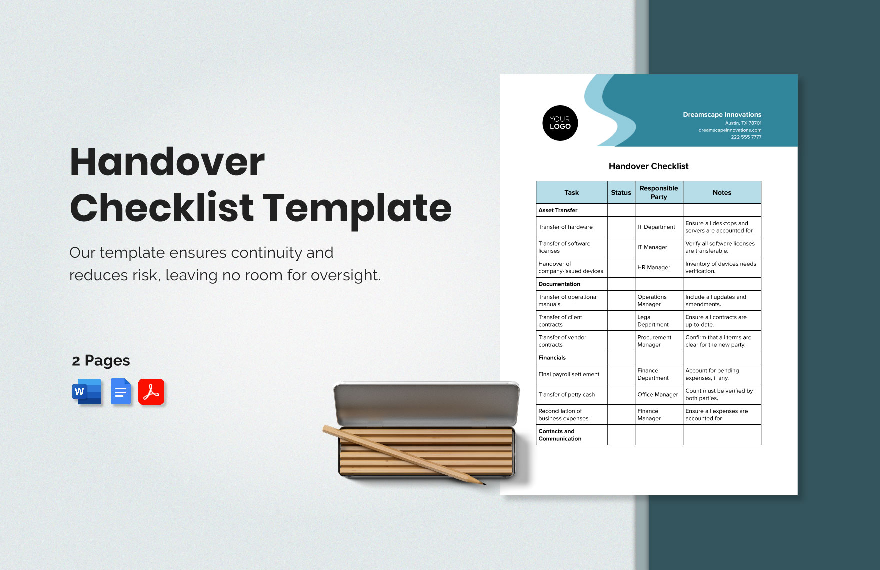 Building Handover Checklist Template In Word PDF Google Docs 