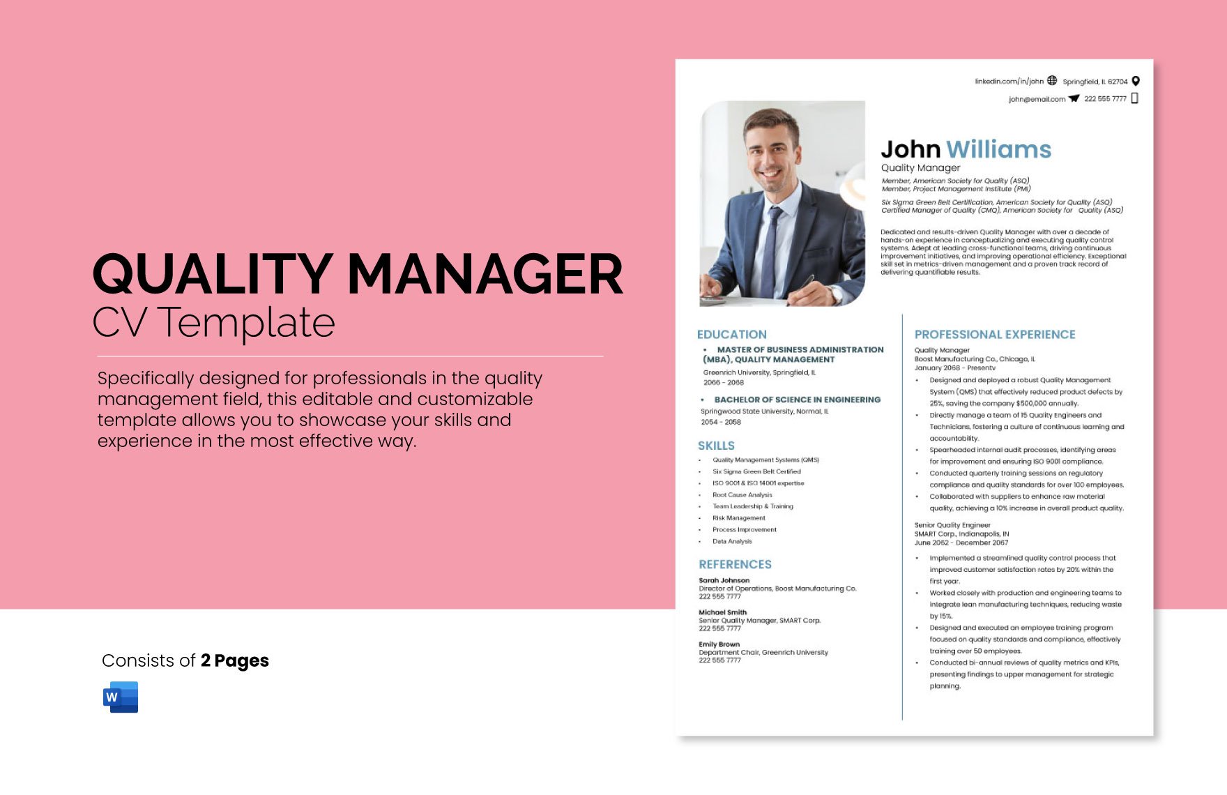 Quality Manager CV Template 