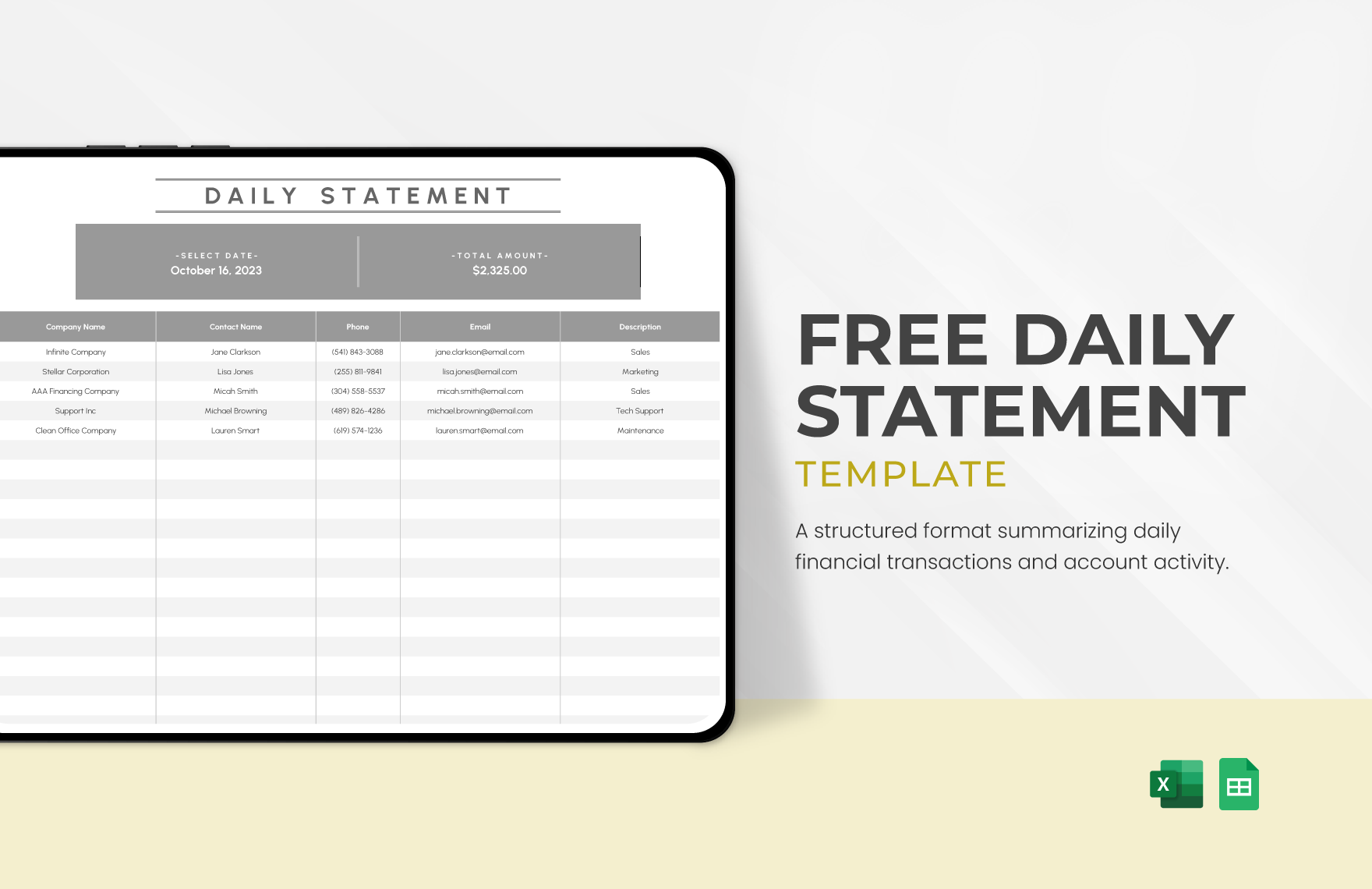Daily Statement Template