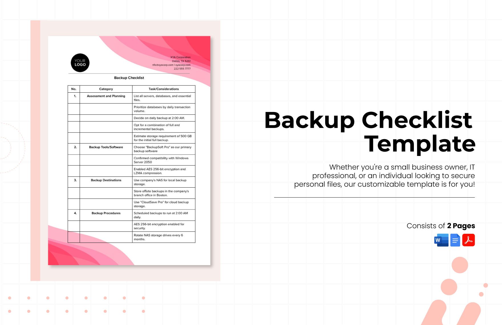 Backup Checklist Template