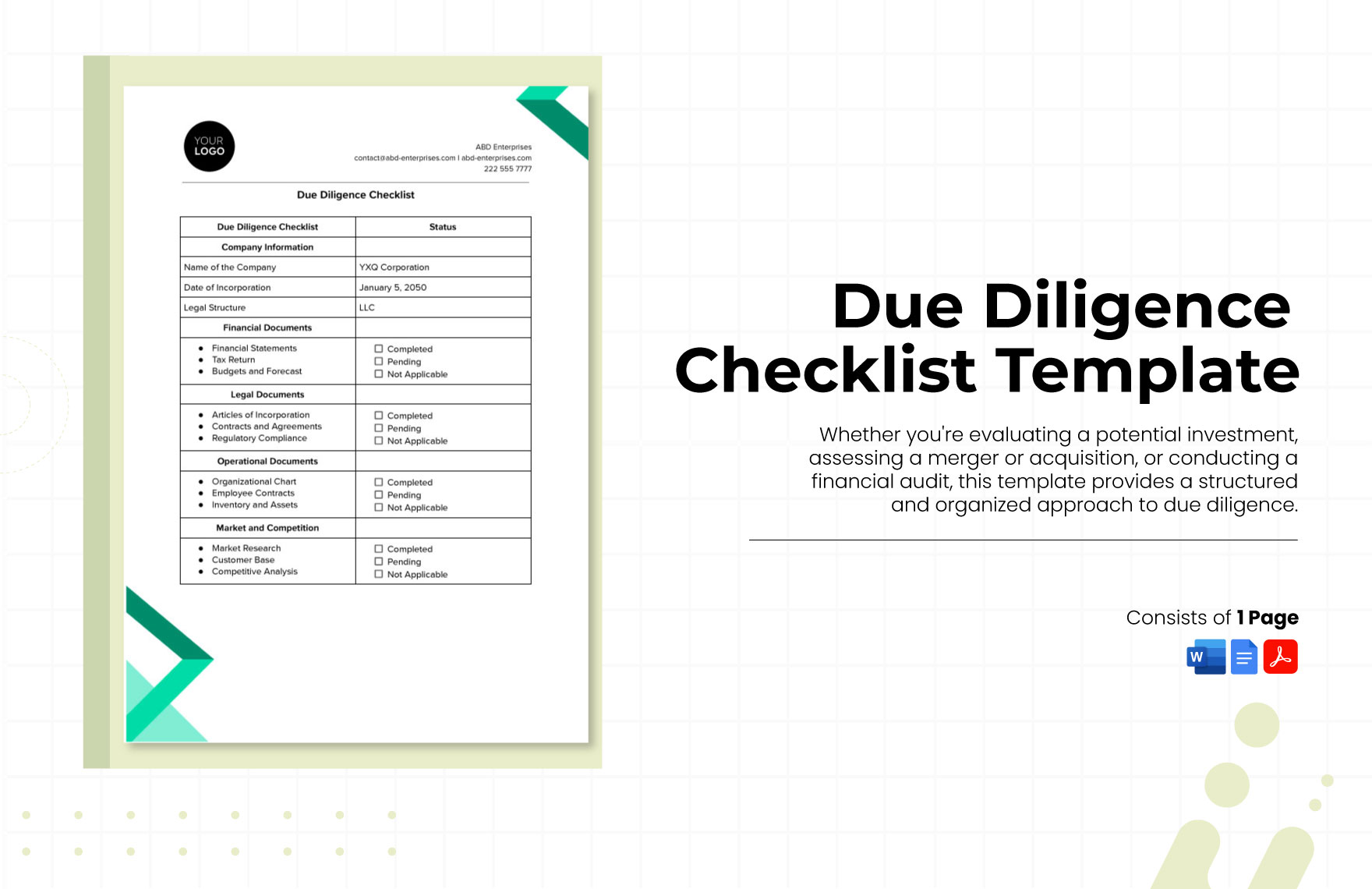 Due Diligence Checklist Template