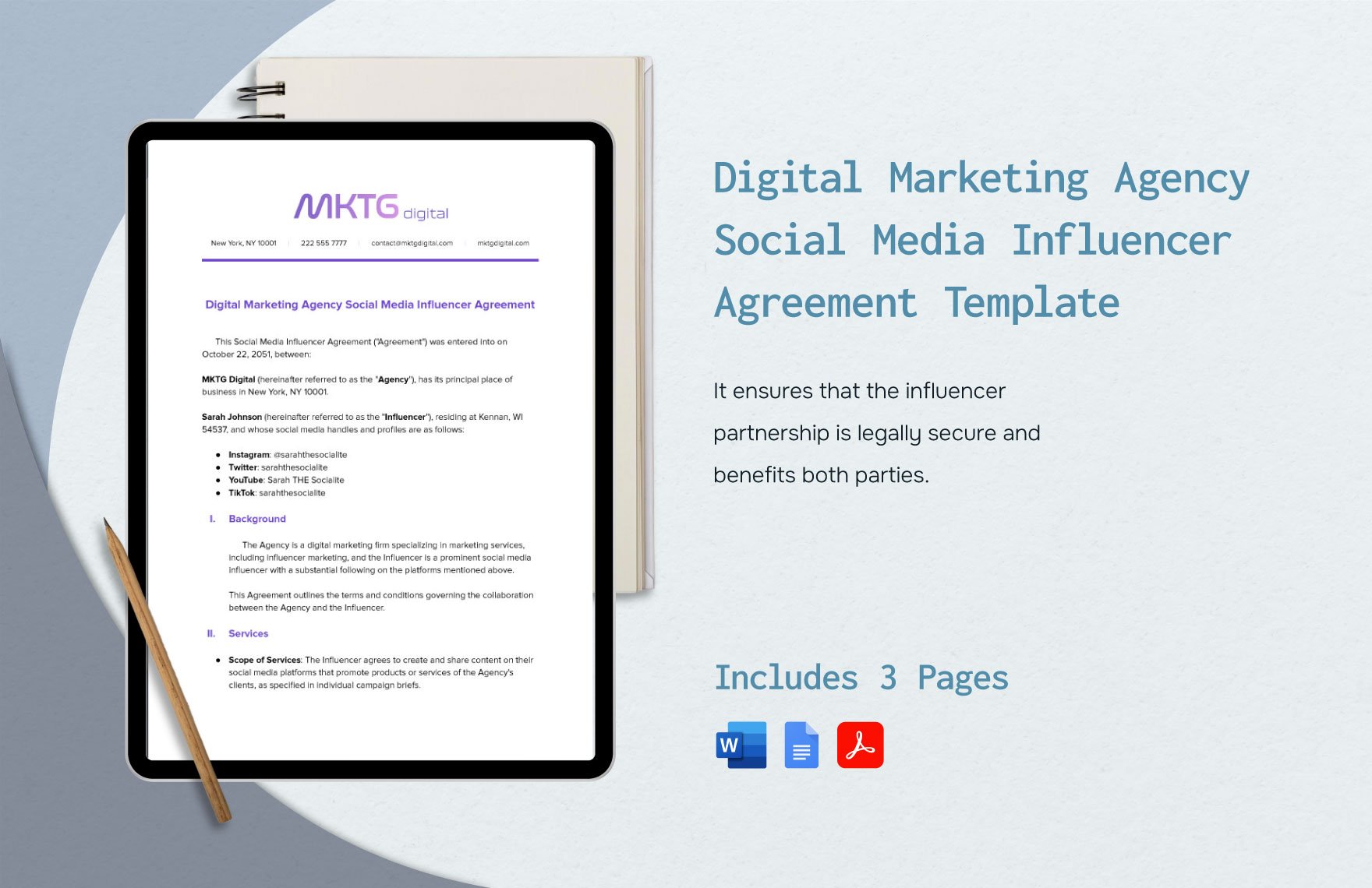 Digital Marketing Agency Social Media Influencer Agreement Template