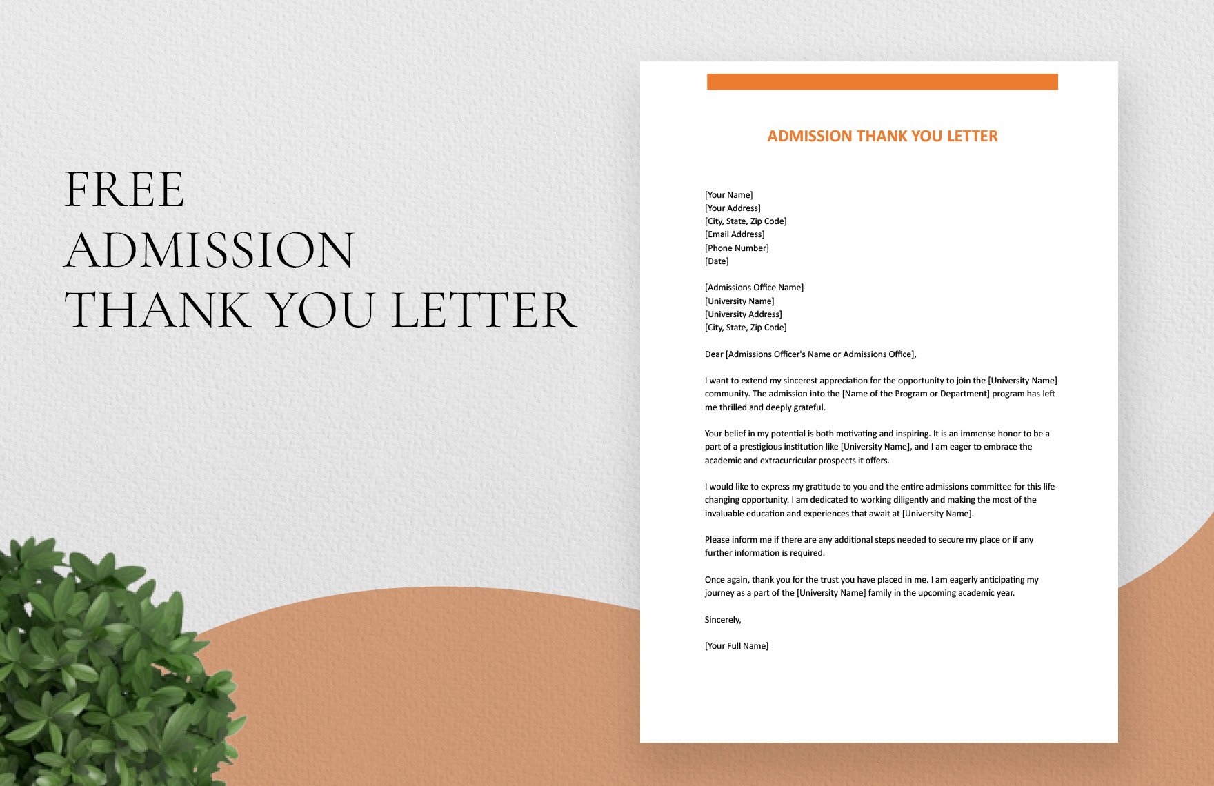 Admission Thank You Letter