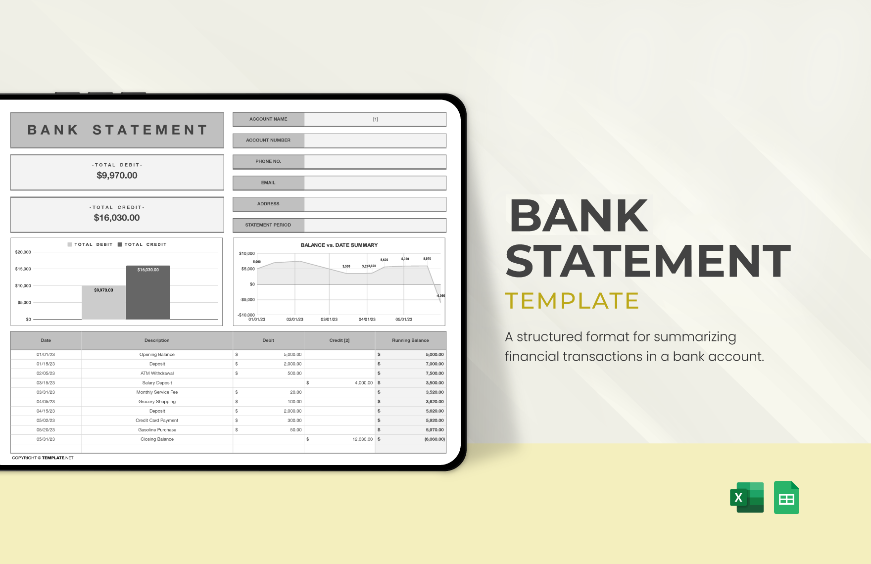 Free Bank Statement Template