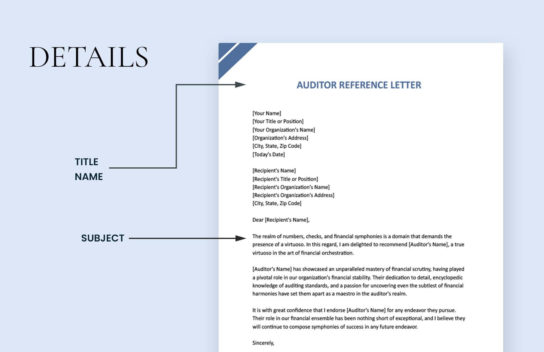 Auditor Reference Letter