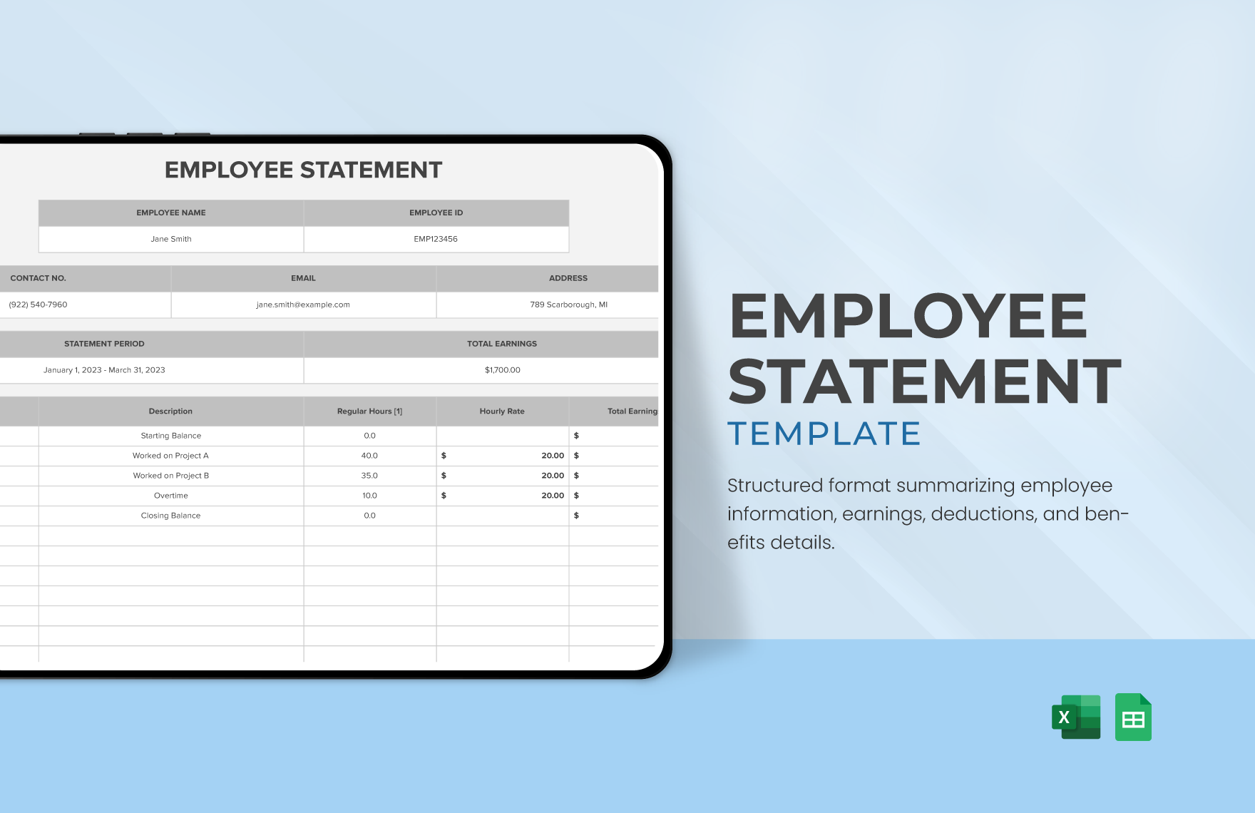 Employee Statement Template