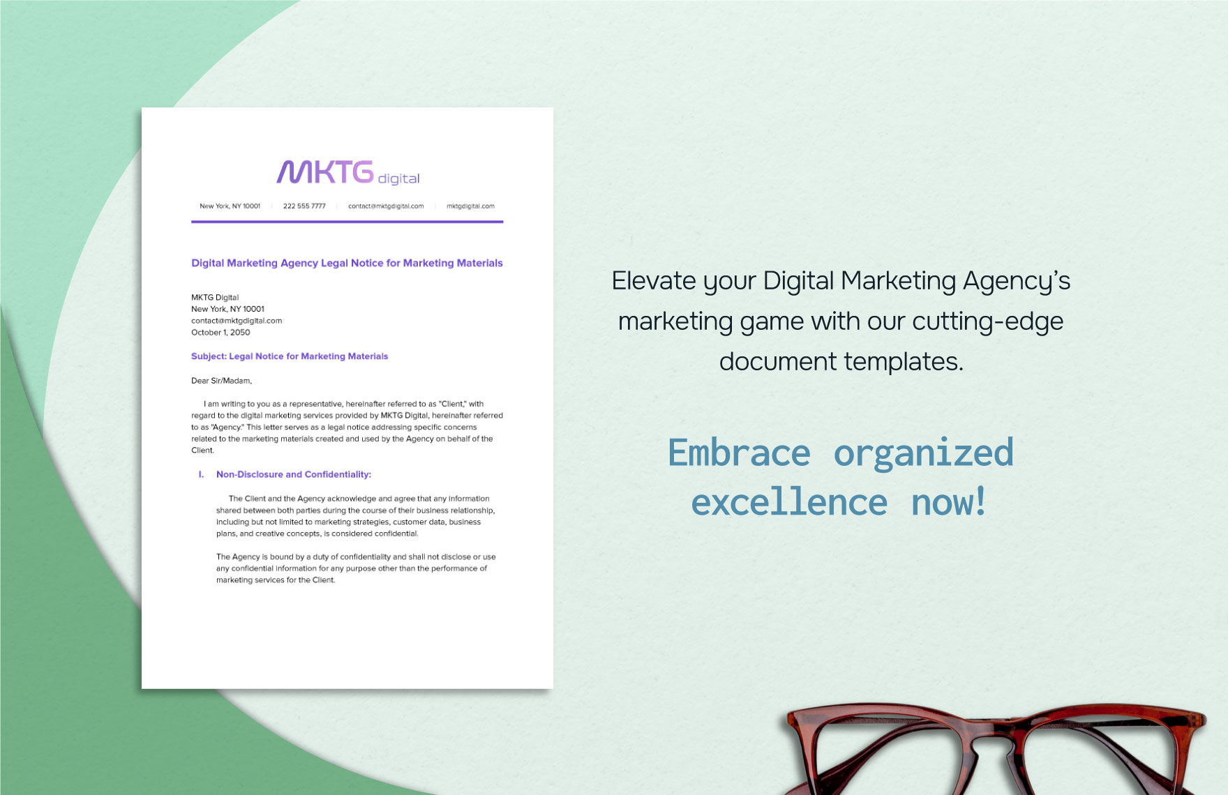 Digital Marketing Agency Legal Notice for Marketing Materials Template