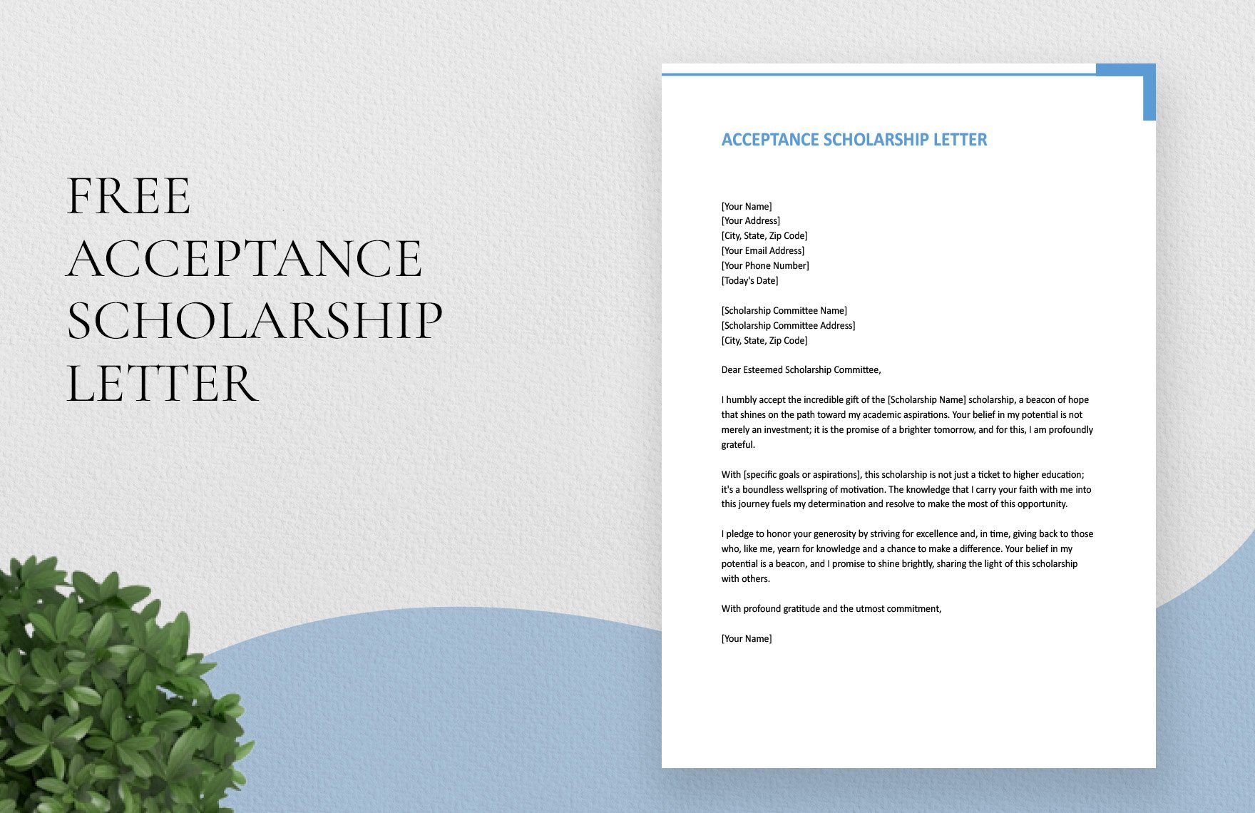 Acceptance Scholarship Letter