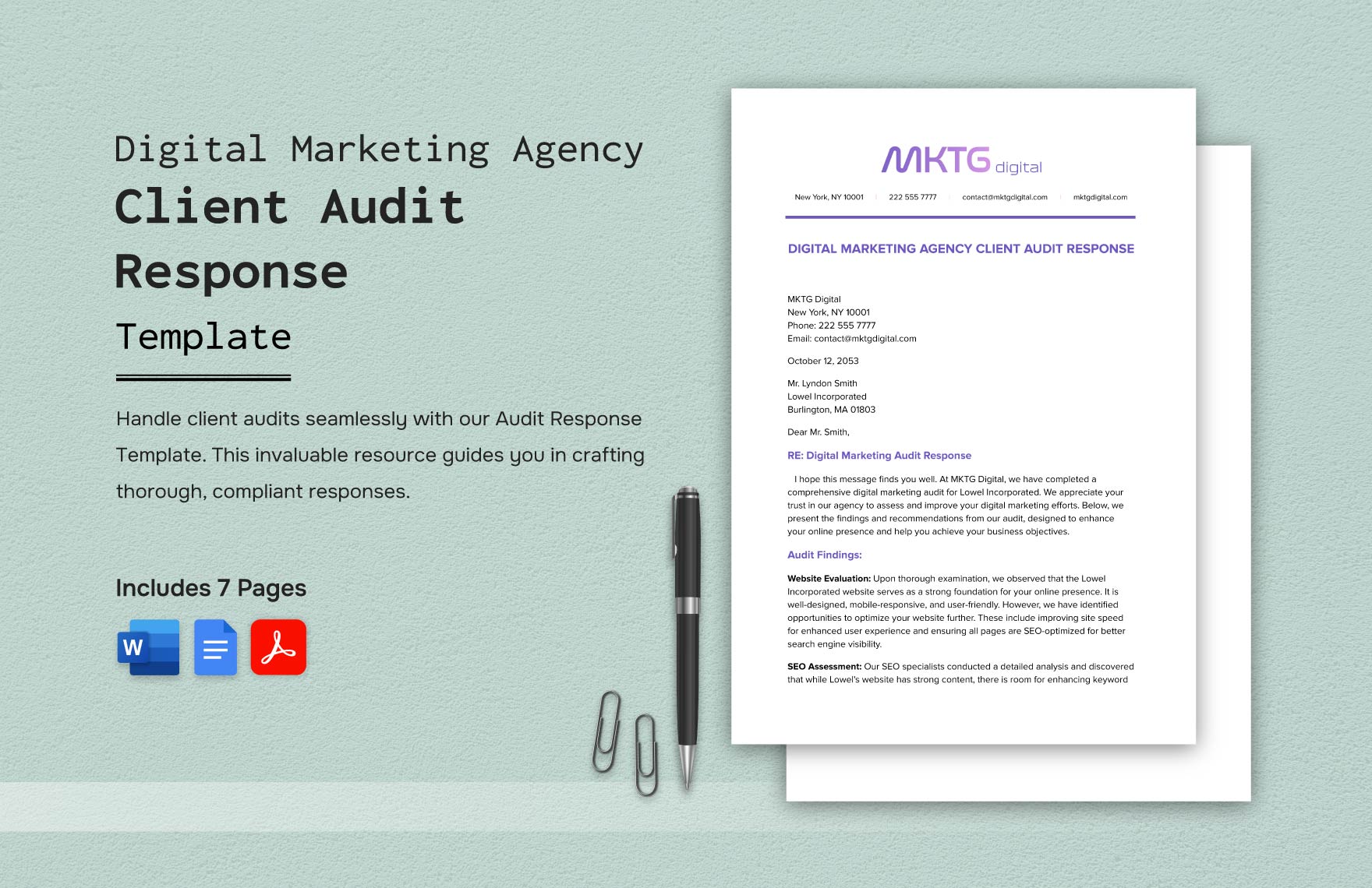 Digital Marketing Agency Client Audit Response Template