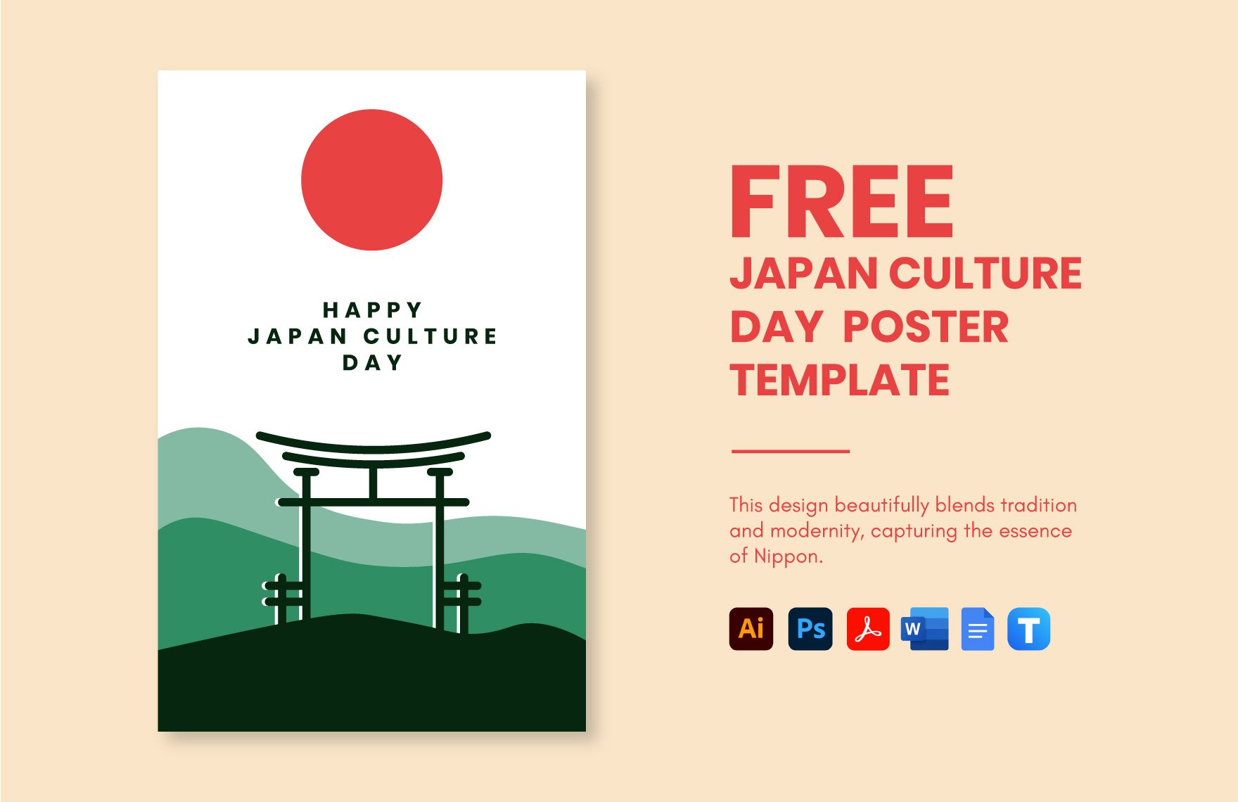 Japan Culture Day Poster Template in Word, Google Docs, PDF, Illustrator, PSD