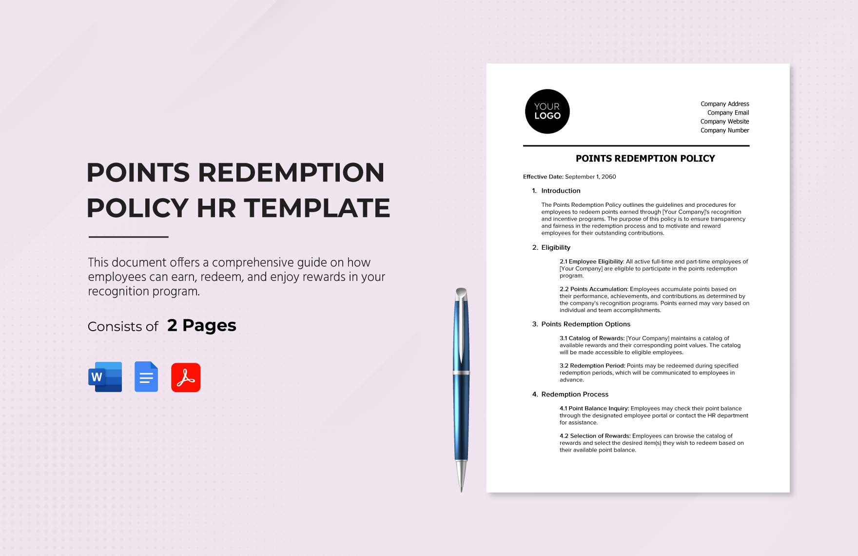 Points Redemption Policy HR Template