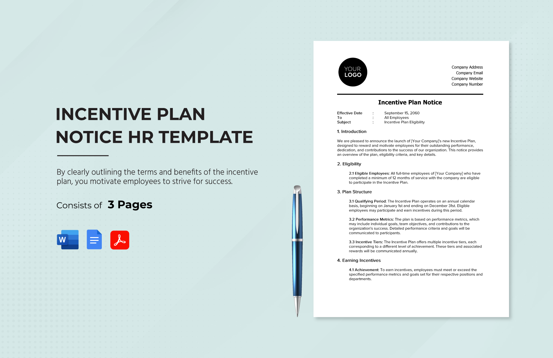Incentive Plan Notice HR Template