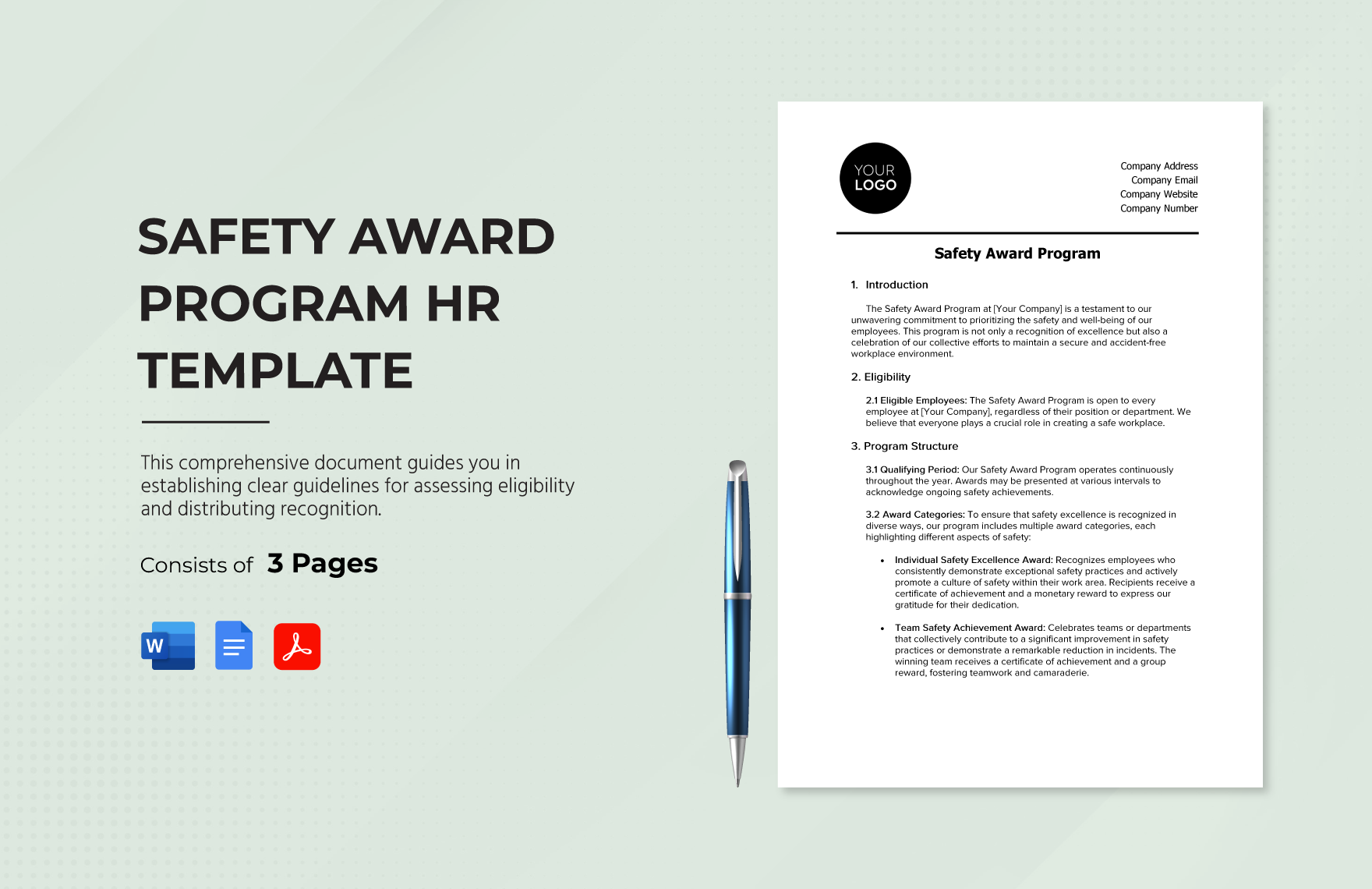Safety Award Program HR Template