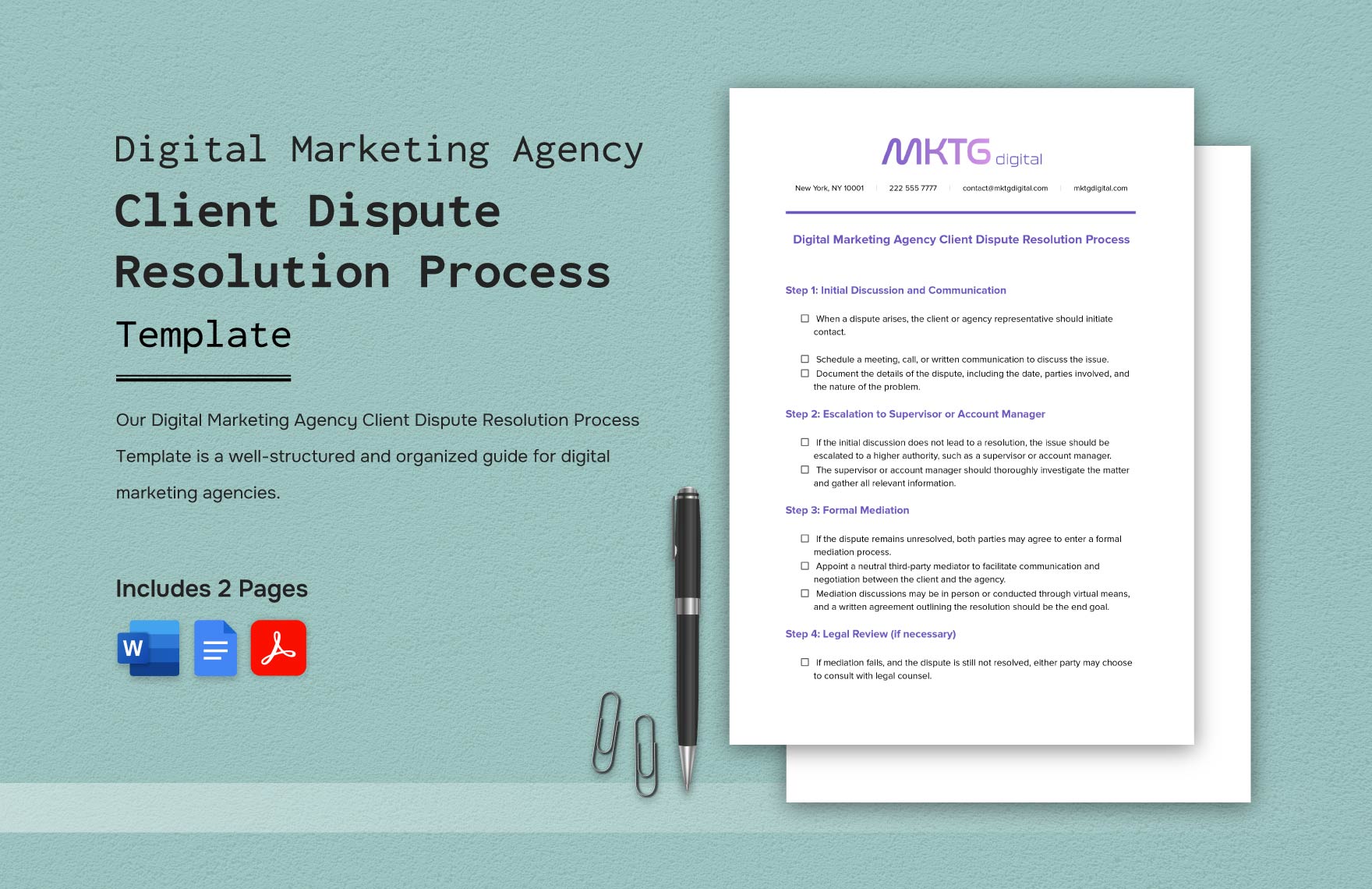 Digital Marketing Agency Client Dispute Resolution Process Template in Word, Google Docs, PDF