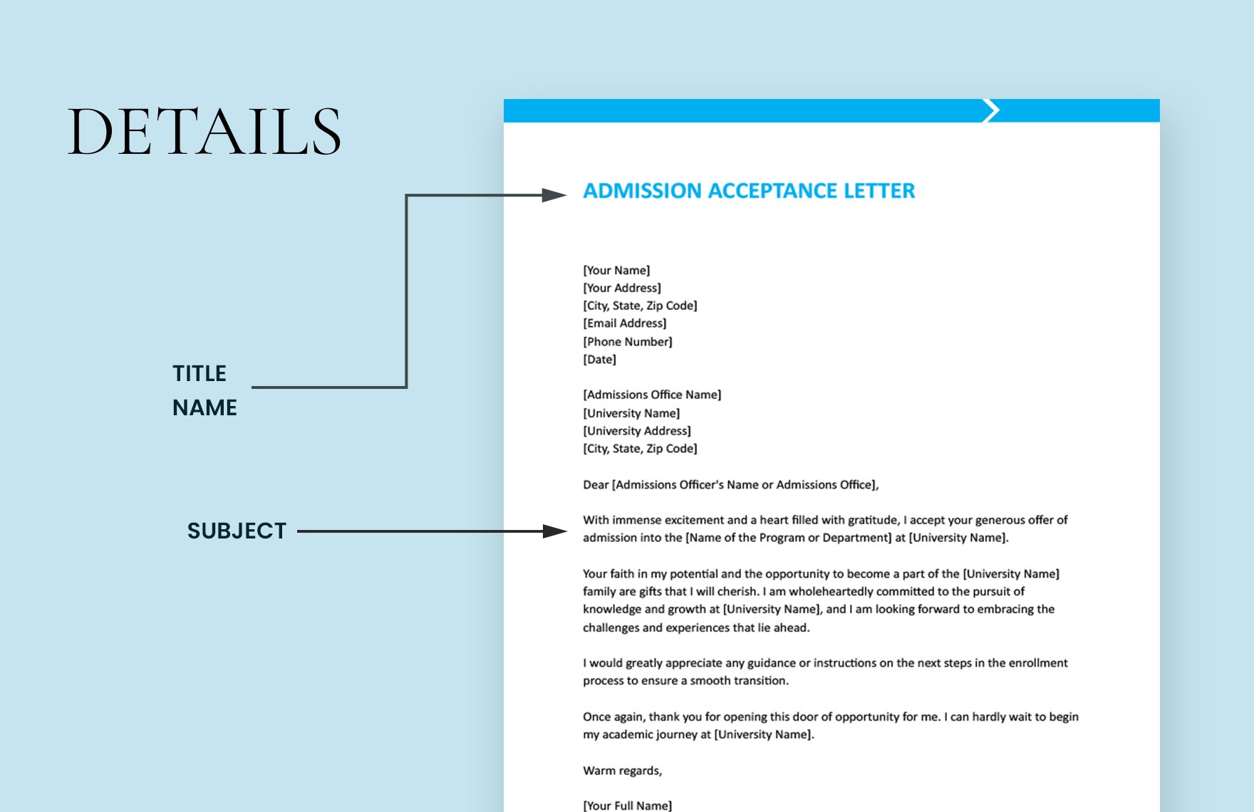 Admission Acceptance Letter