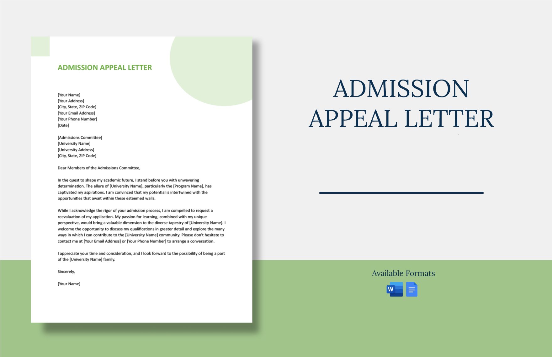 Admission Appeal Letter in Word, Google Docs