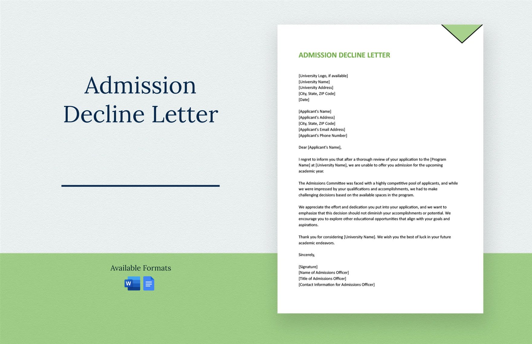 Admission Decline Letter in Word, Google Docs