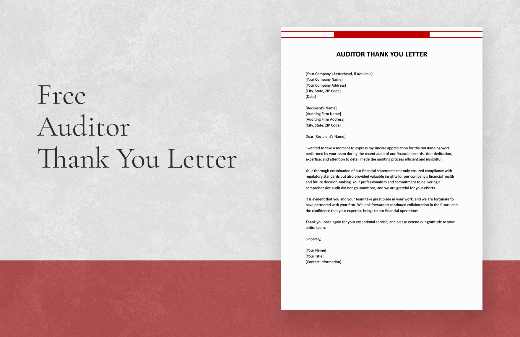 Auditor Thank You Letter