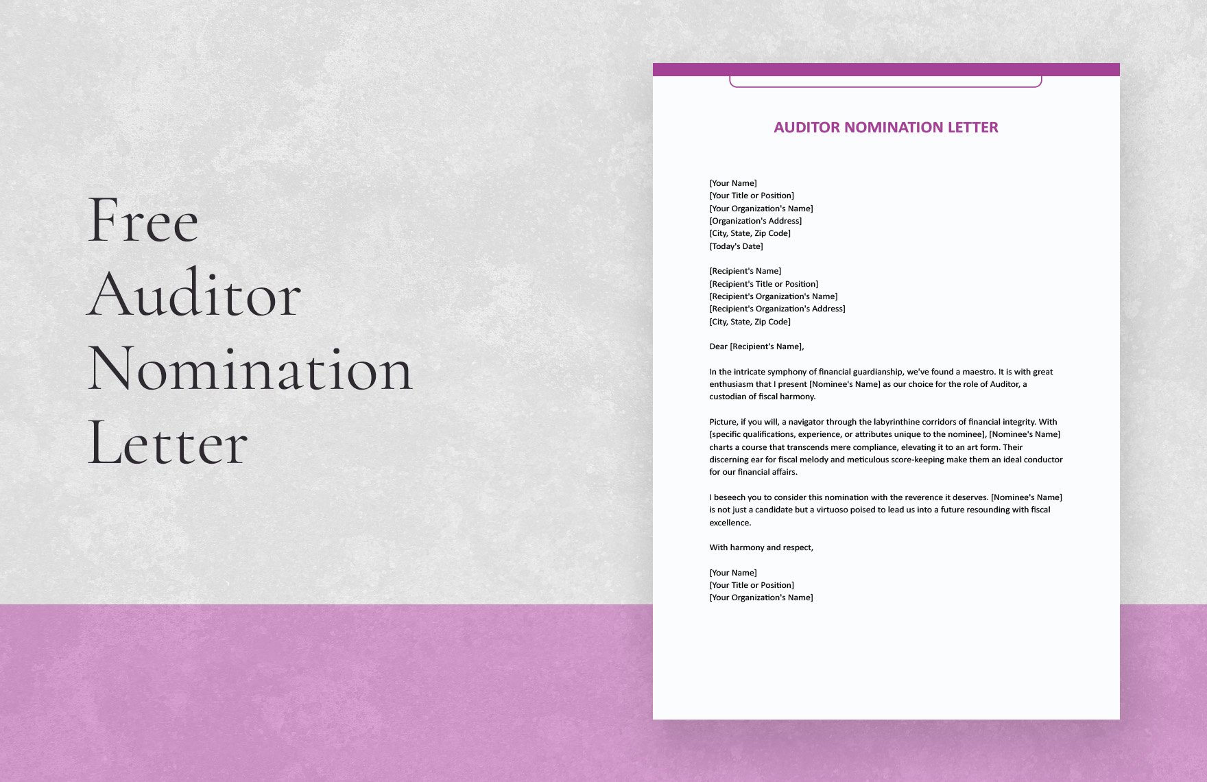 Auditor Nomination Letter
