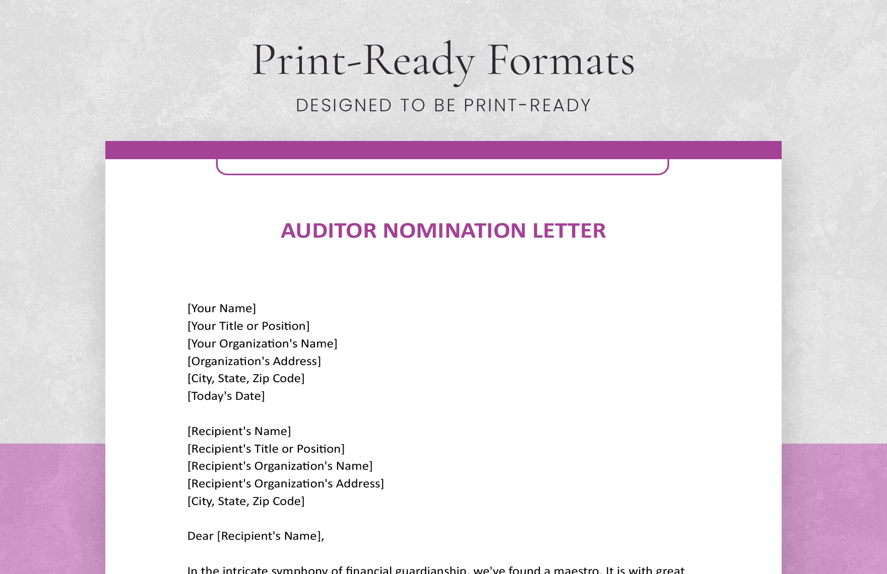 Auditor Nomination Letter