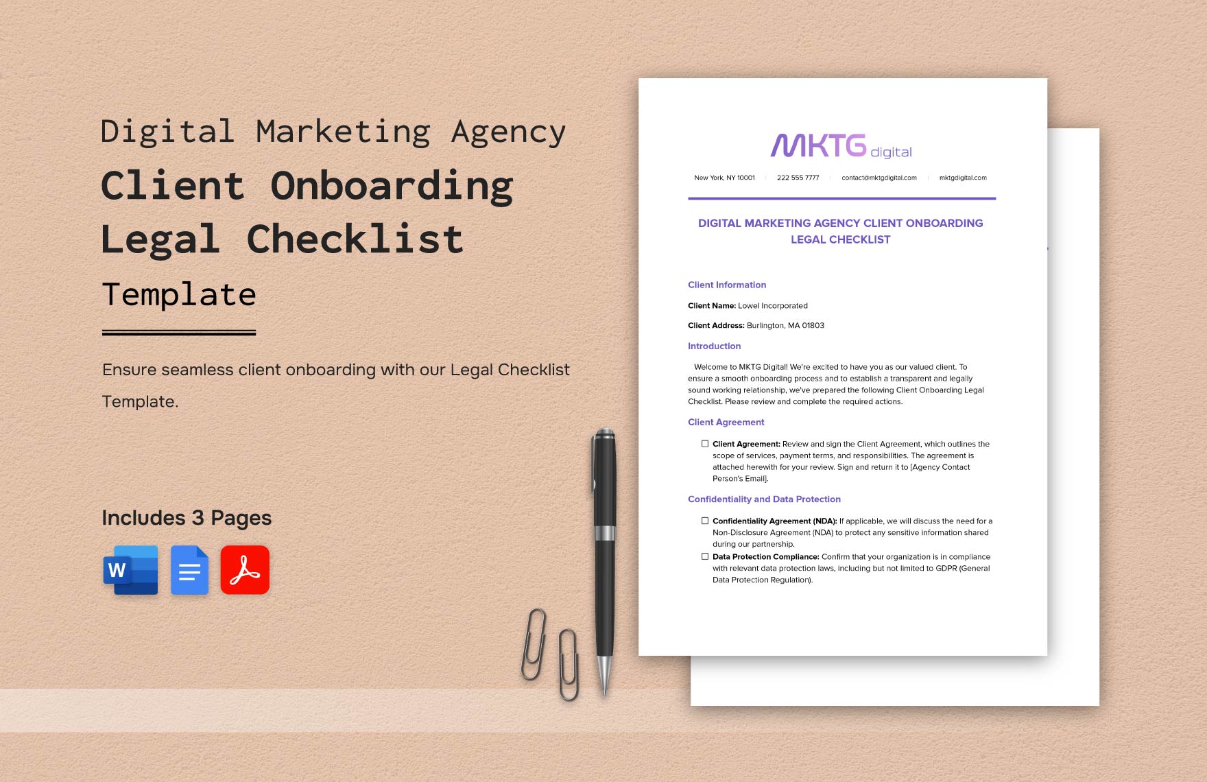 Digital Marketing Agency Client Onboarding Legal Checklist Template
