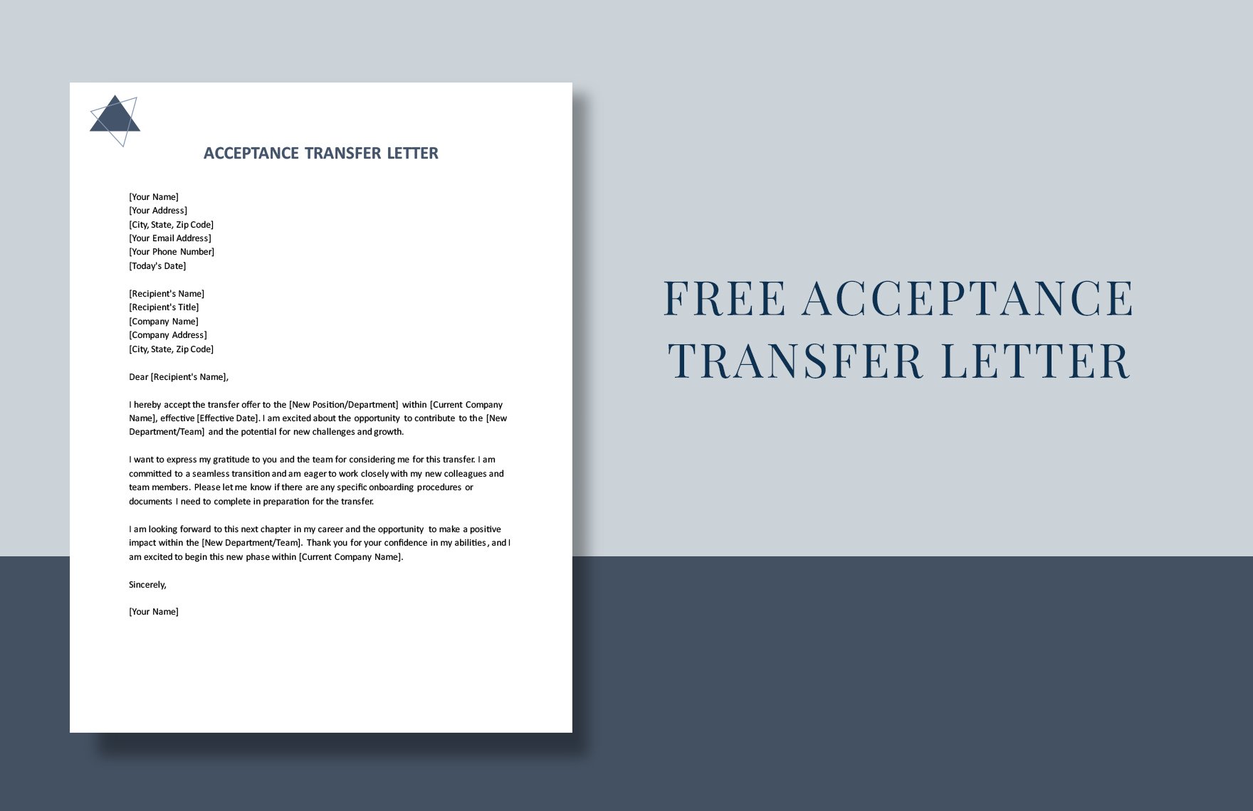 Acceptance Transfer Letter in Word, Google Docs, PDF