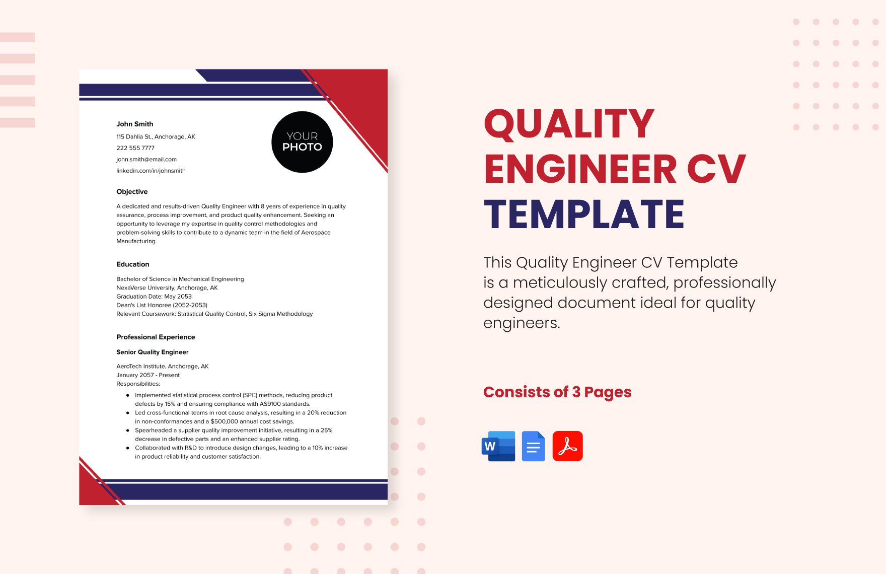 Quality Engineer CV Template 