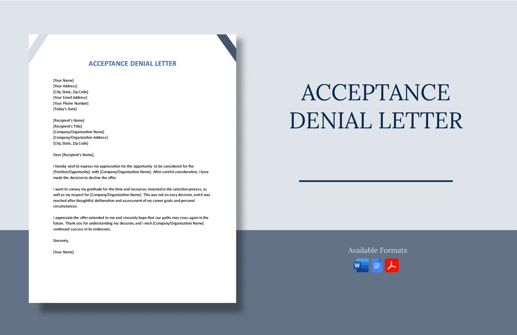 Acceptance Denial Letter in Word, Google Docs, PDF