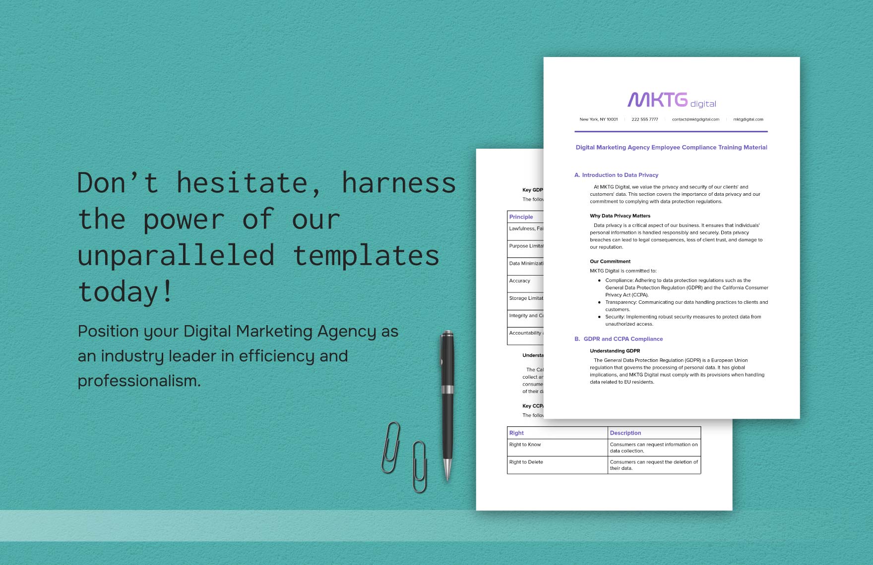 Digital Marketing Agency Employee Compliance Training Material Template