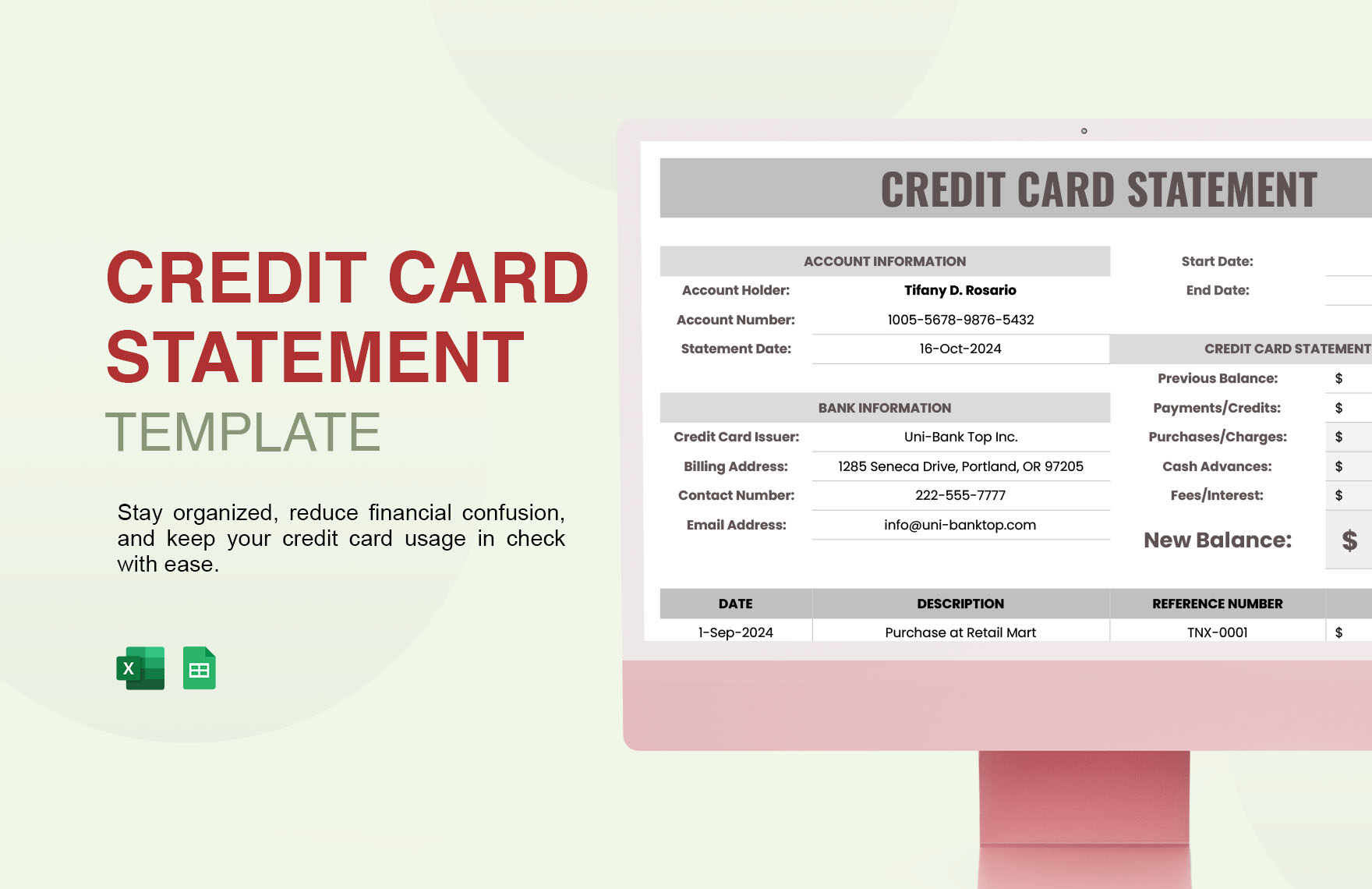 Credit Card Statement Template