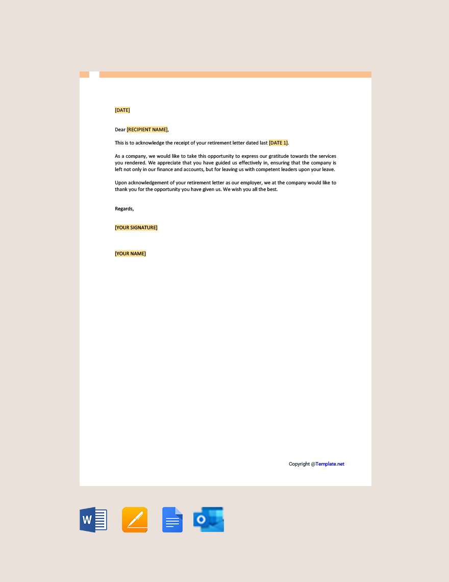Free Employer Retirement Acknowledgement Letter Template