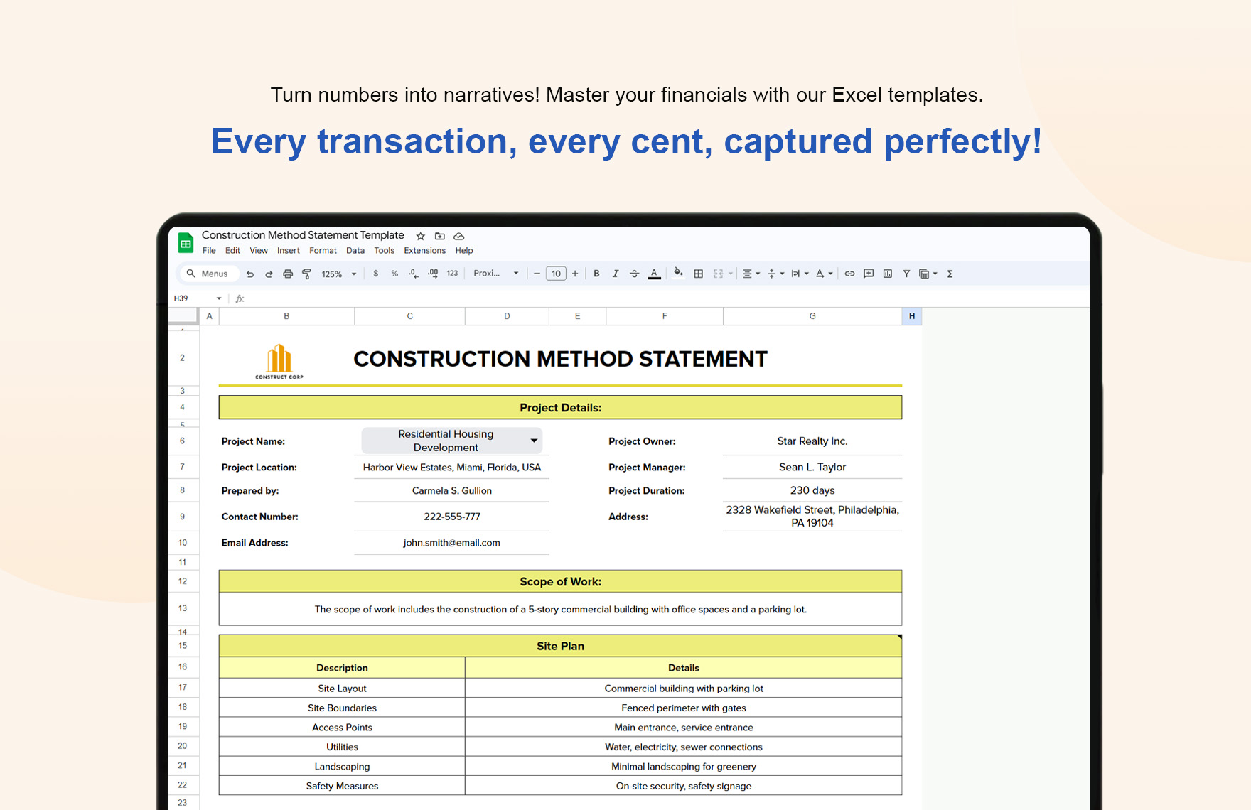 Construction Method Statement Template In Excel Google Sheets Construction Method Statement Template In Excel Google Sheets